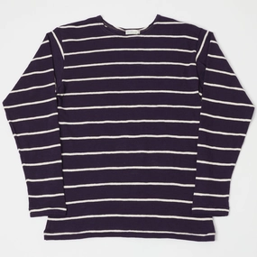 Casual Comfort Top Casual Touch Warehouse & Co 4088 Duck Digger Long Sleeve Stripe T-Shirt - Navy/Off White