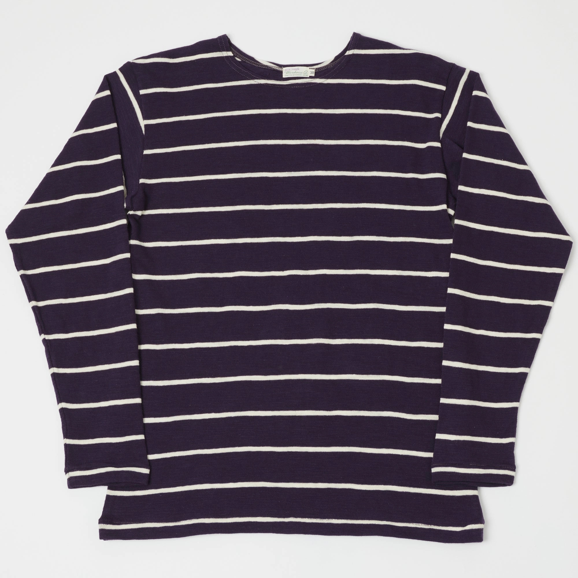 Warehouse & Co 4088 Duck Digger Long Sleeve Stripe T-Shirt - Navy/Off White Chilly Day Comfort Perfect for Layering