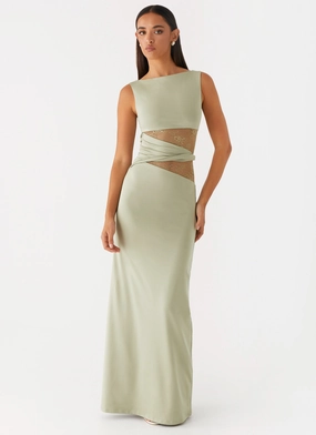 Modern Finish Silky-Lining Karma Maxi Dress - Sage