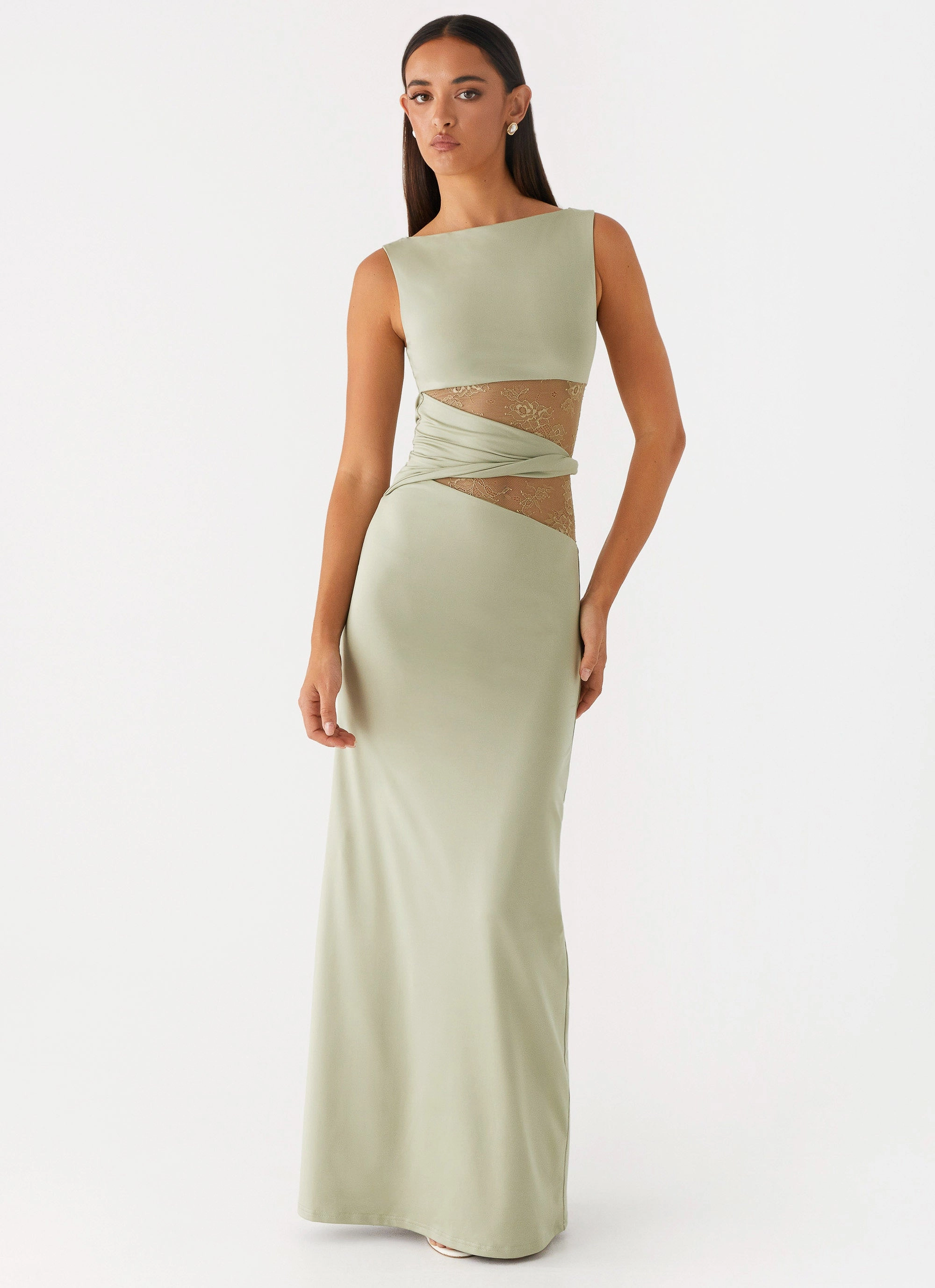 Modern Finish Silky-Lining Karma Maxi Dress - Sage