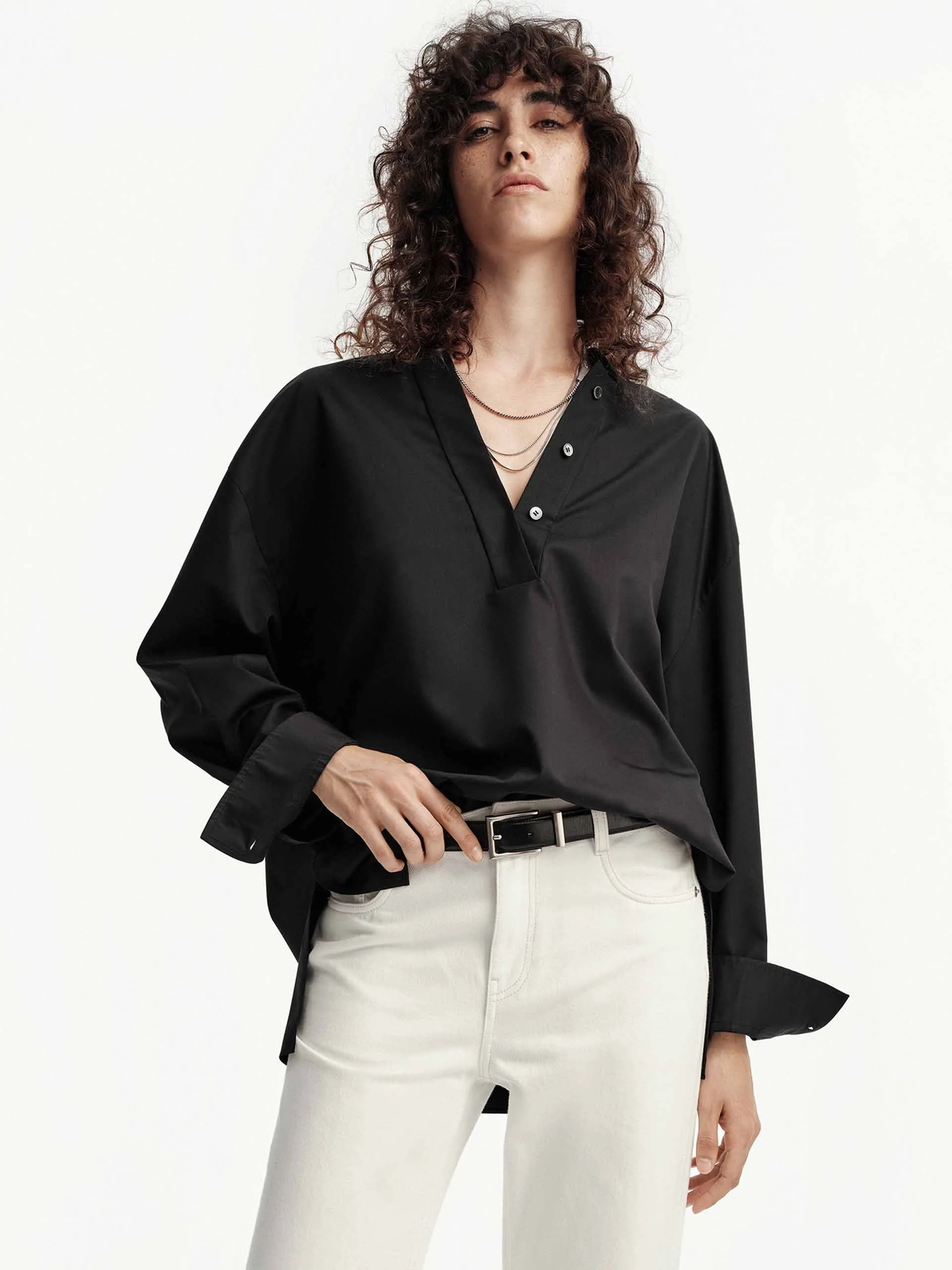 Cultural Inspired Bold Prints V-neck Long Sleeves Blouse