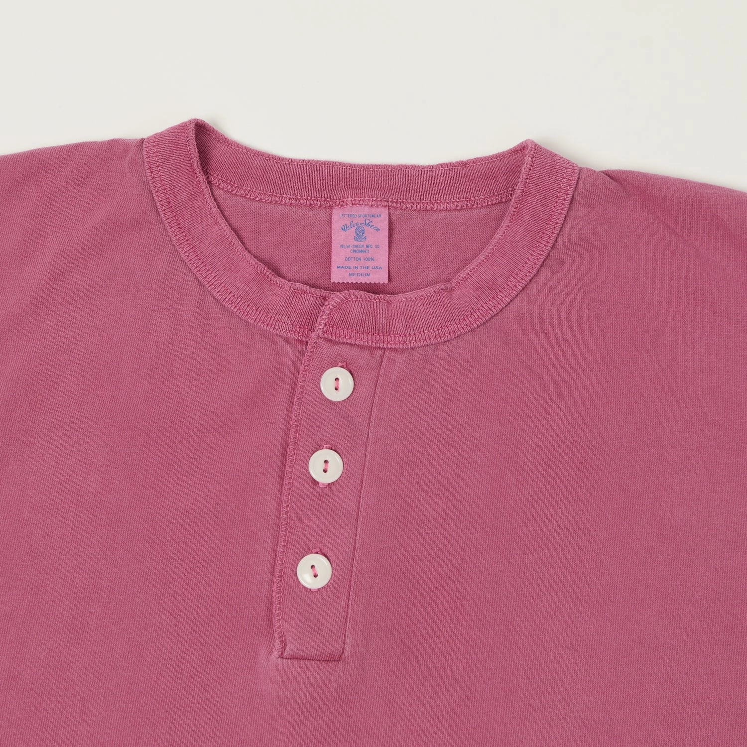 Velva Sheen Pigment Dyed Henley - Fuschia timeless