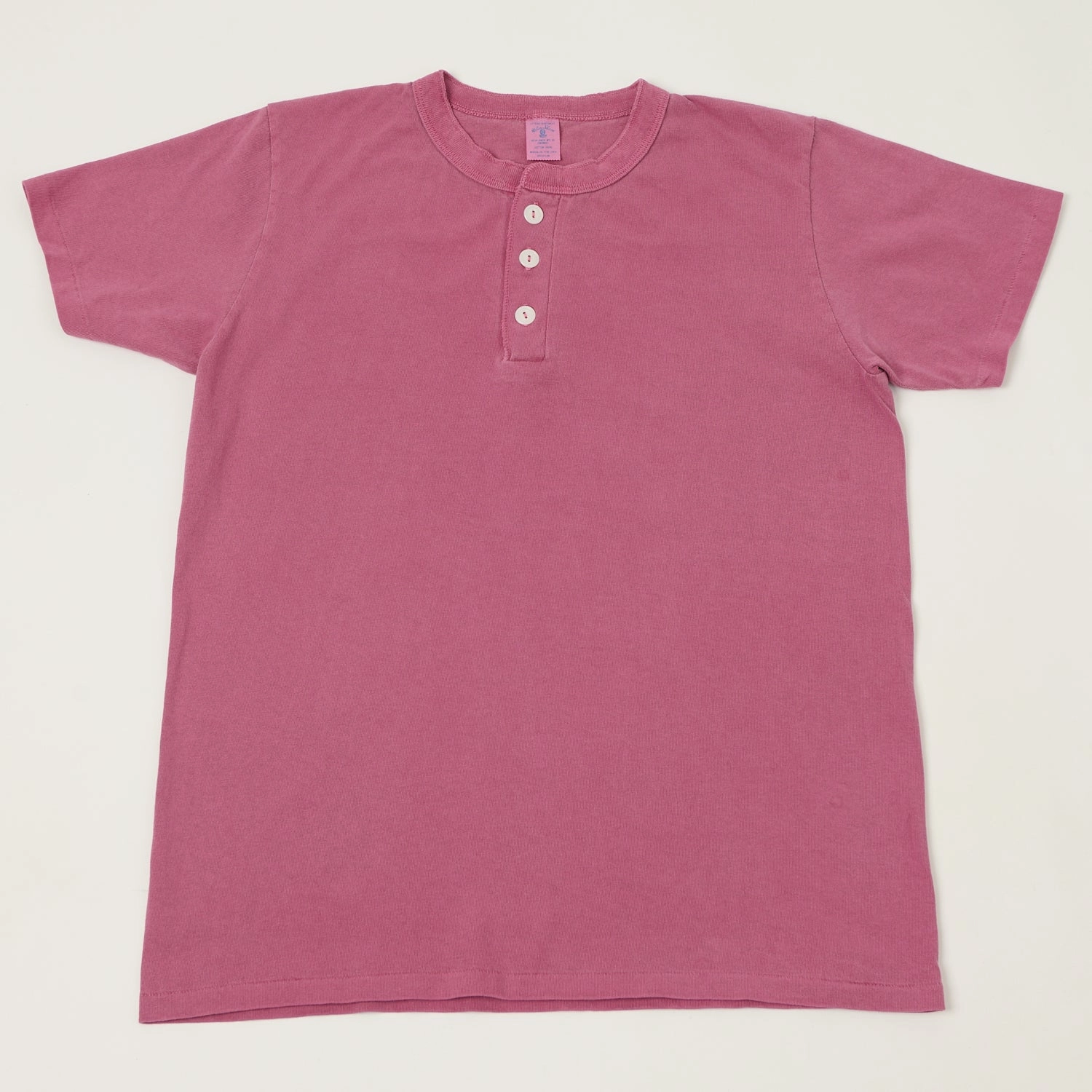 Velva Sheen Pigment Dyed Henley - Fuschia Sporty and Cool Unisex Core