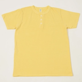 Velva Sheen Pigment Dyed Henley - Yellow Soft and Cozy Comfort Wear Fit