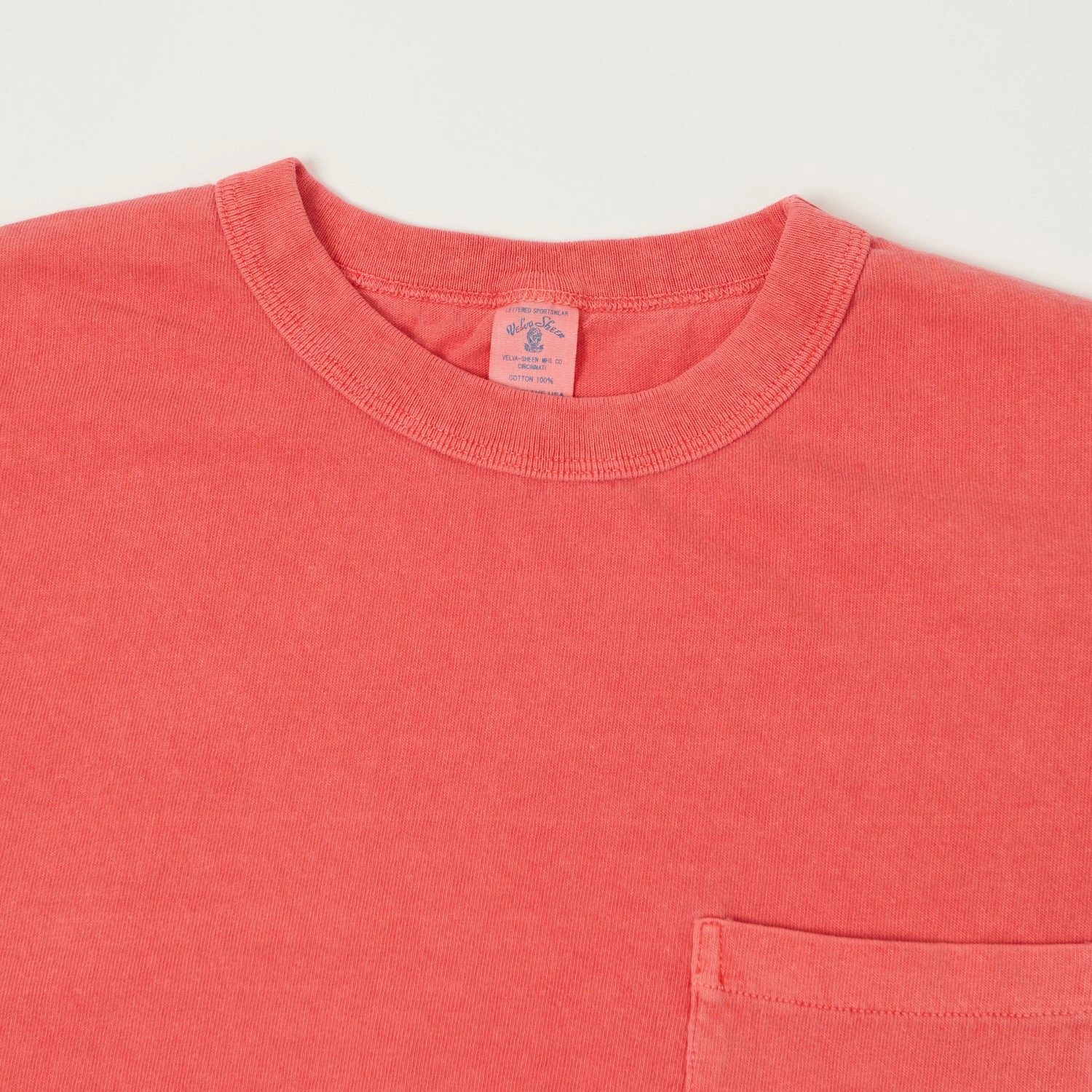 Beach Outfit Velva Sheen Pigment Dyed Pocket T-Shirt - Coral