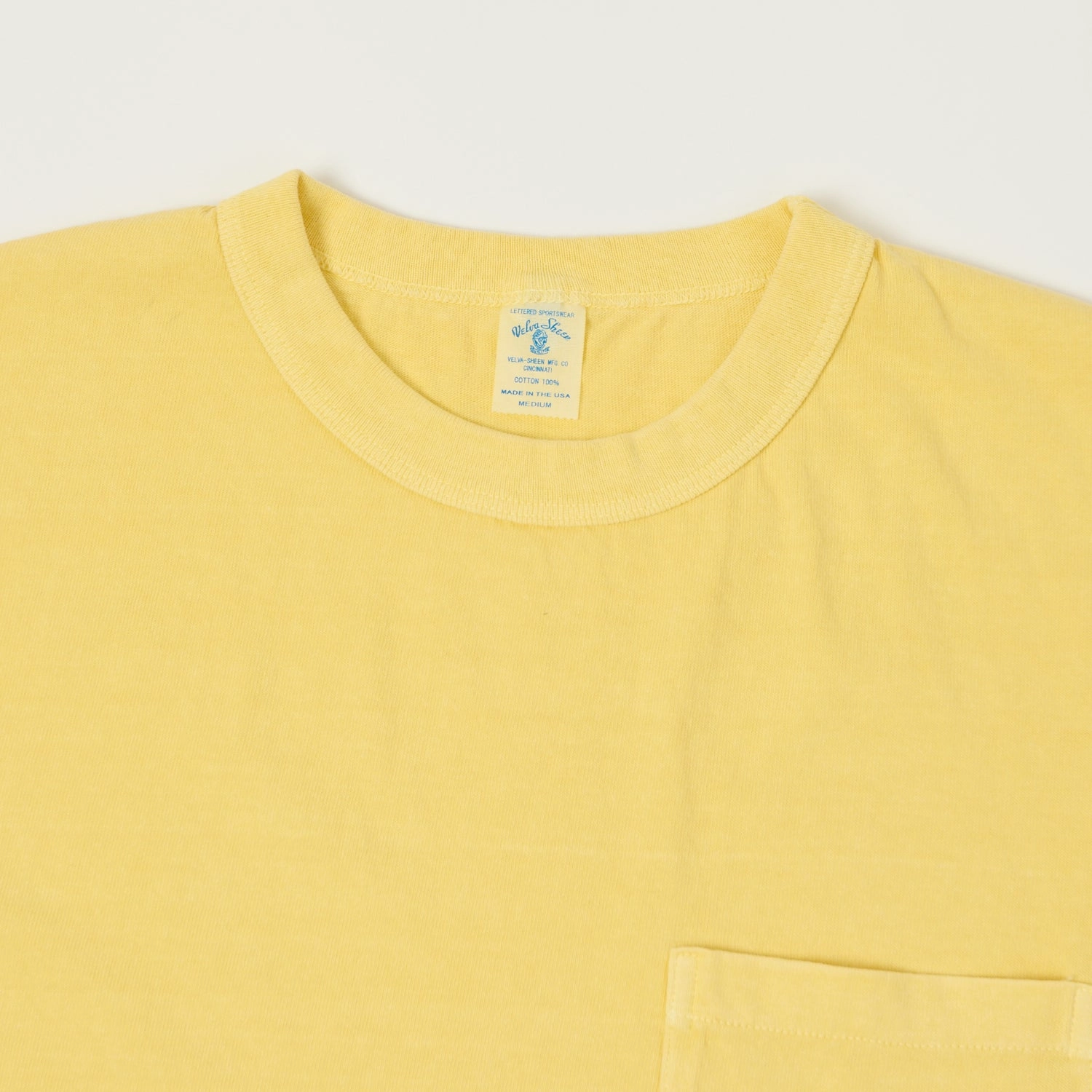 Velva Sheen Pigment Dyed Pocket T-Shirt - Yellow Breathable Comfort sports performance