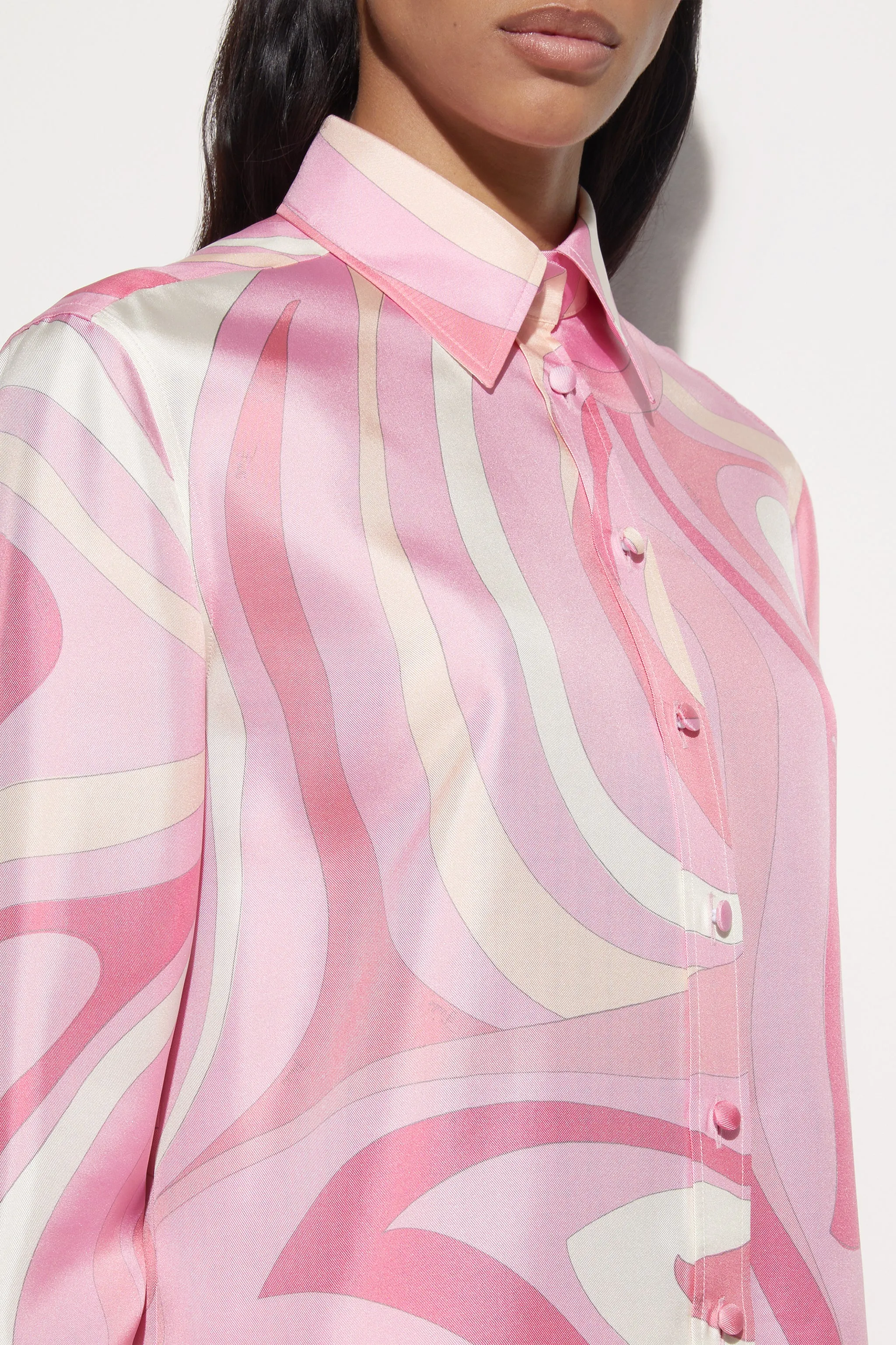 Marmo Print Silk Shirt Artistic Design