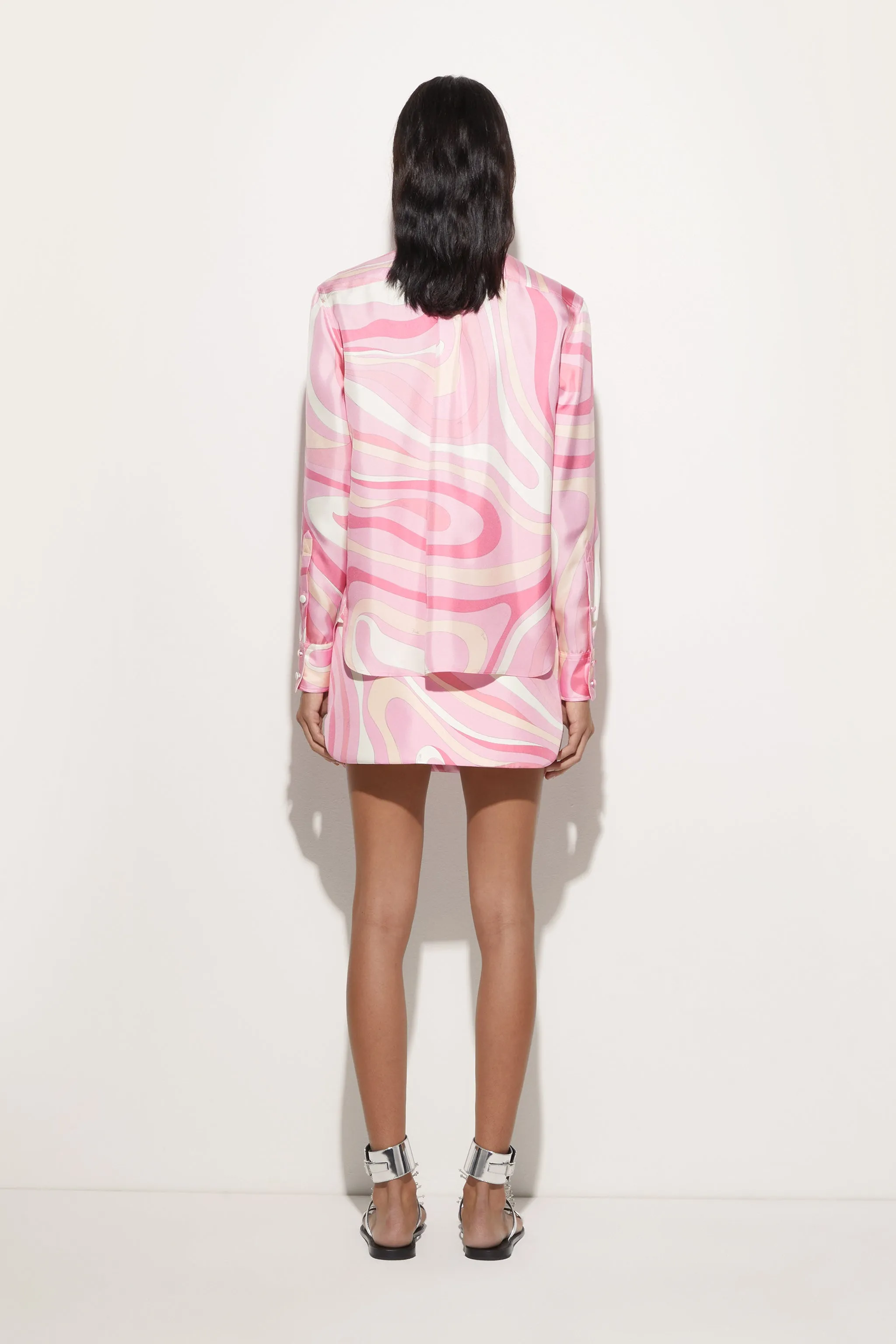 Marmo Print Silk Shirt Sports Ready Tagless Design