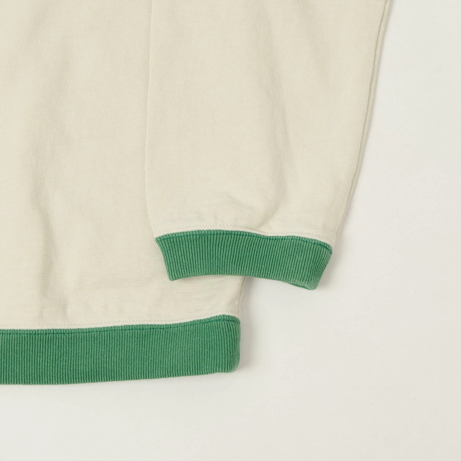 Travel Essential Stylish Comfort Jackman Long Sleeve Dotsume Rib T-Shirt - Ivory/Green