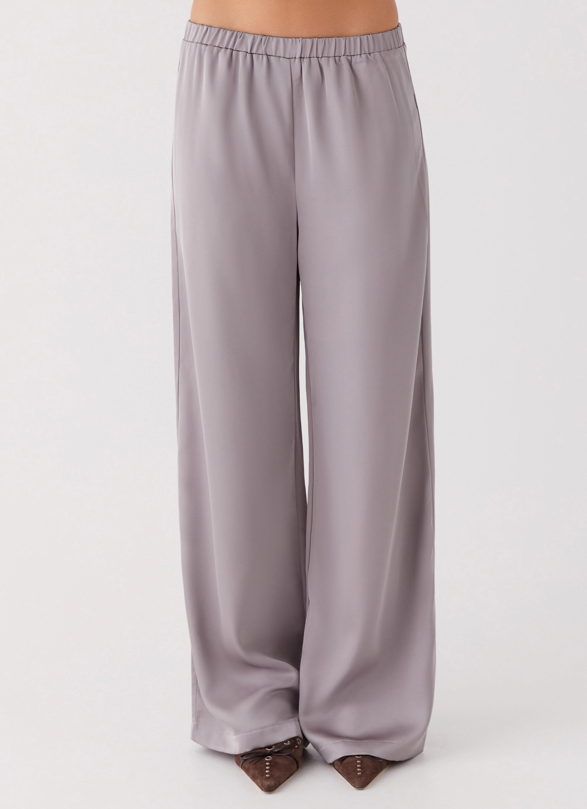 Breathable Design Palm Cove Satin Pants - Grey