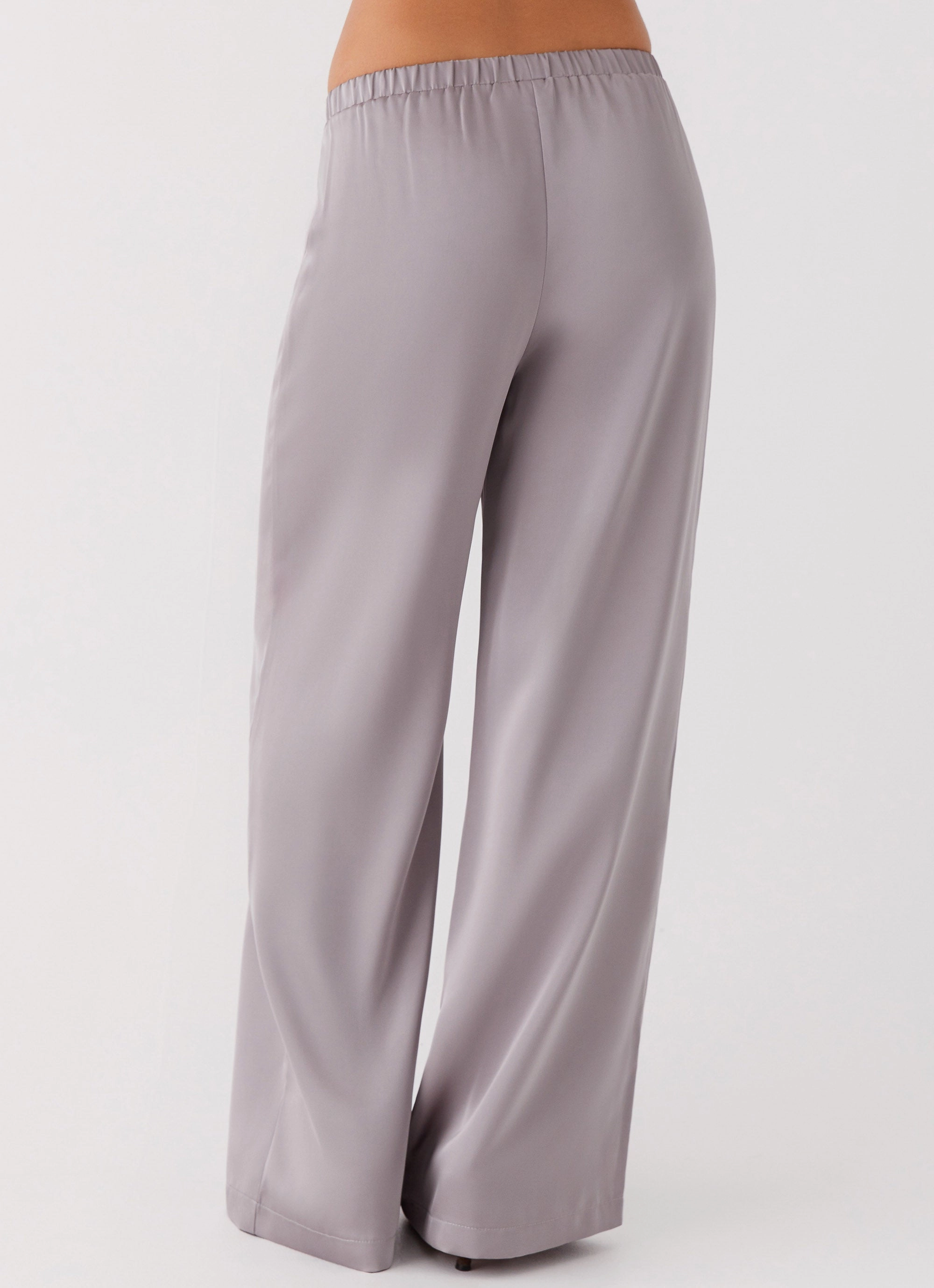 All Inclusive Crisp Look Palm Cove Satin Pants - Grey