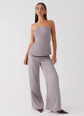 Palm Cove Satin Pants - Grey Comfortable fit for outings