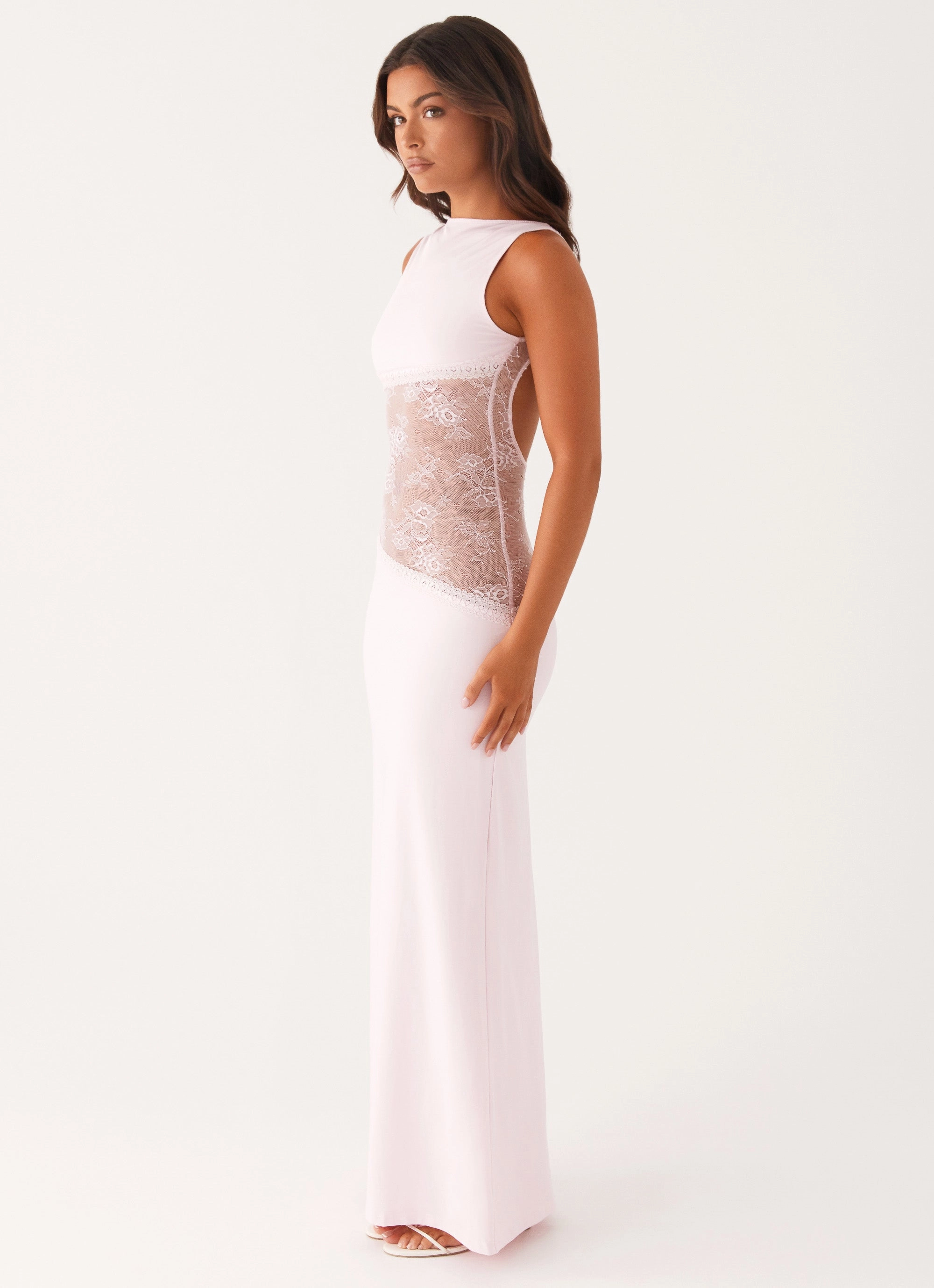 Lucinda Maxi Dress - Pink Soft Stretch Dew Tone