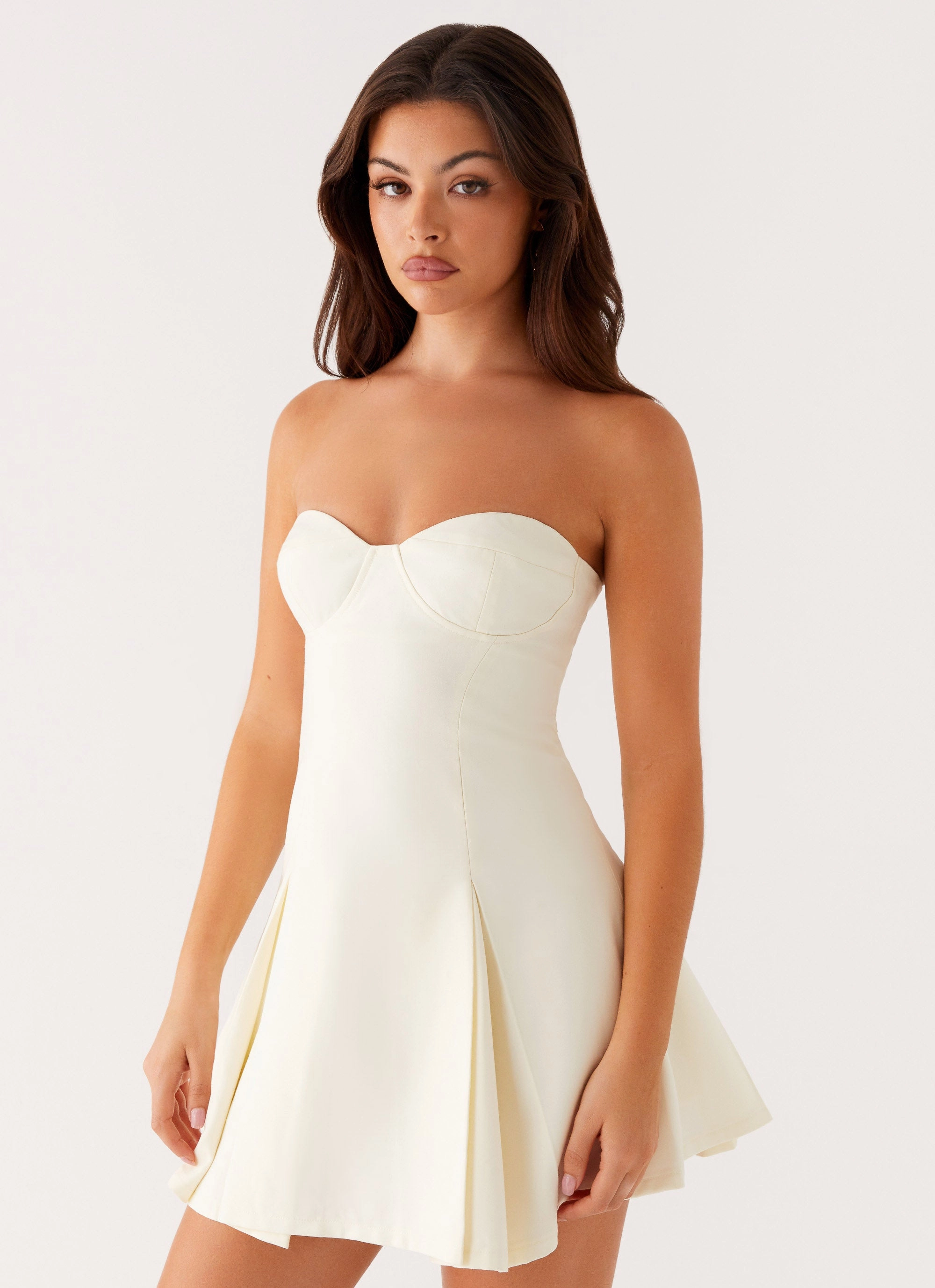 Victoria Strapless Mini Dress - Butter QuickReleaseClasp Sleek Form