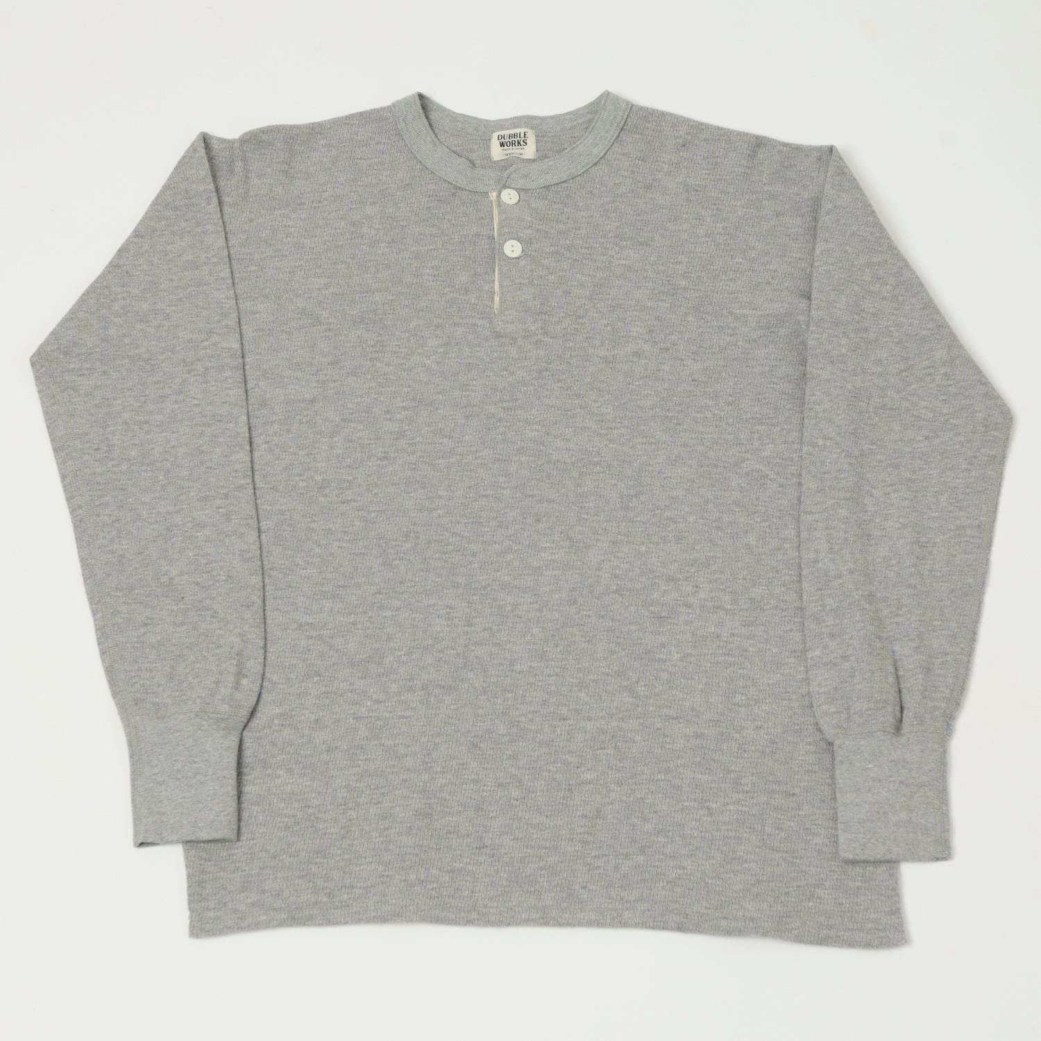 Dubbleworks Long Sleeve Thermal Henley - Heather Grey Minimalist Comfort