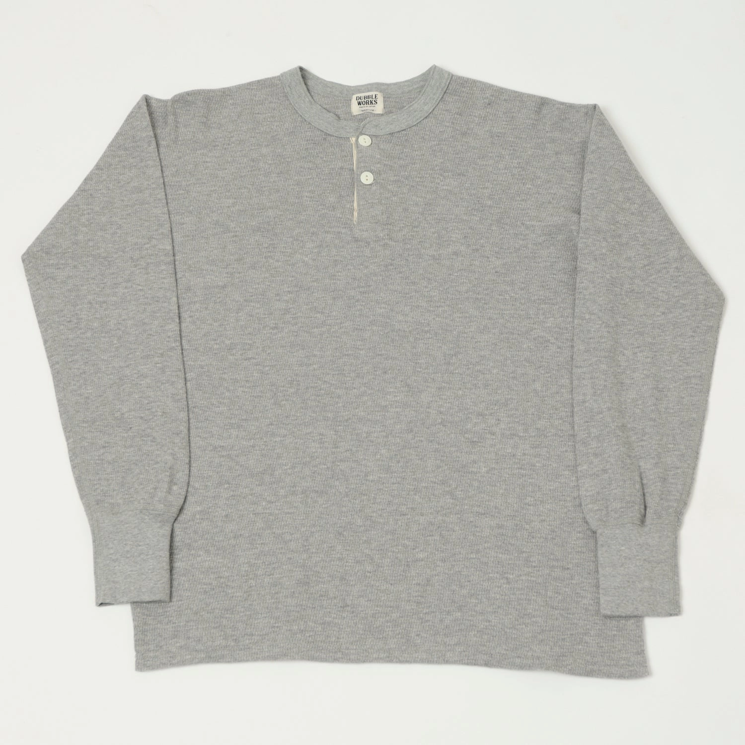 Comfy Top Everyday Chic Dubbleworks Long Sleeve Thermal Henley - Heather Grey