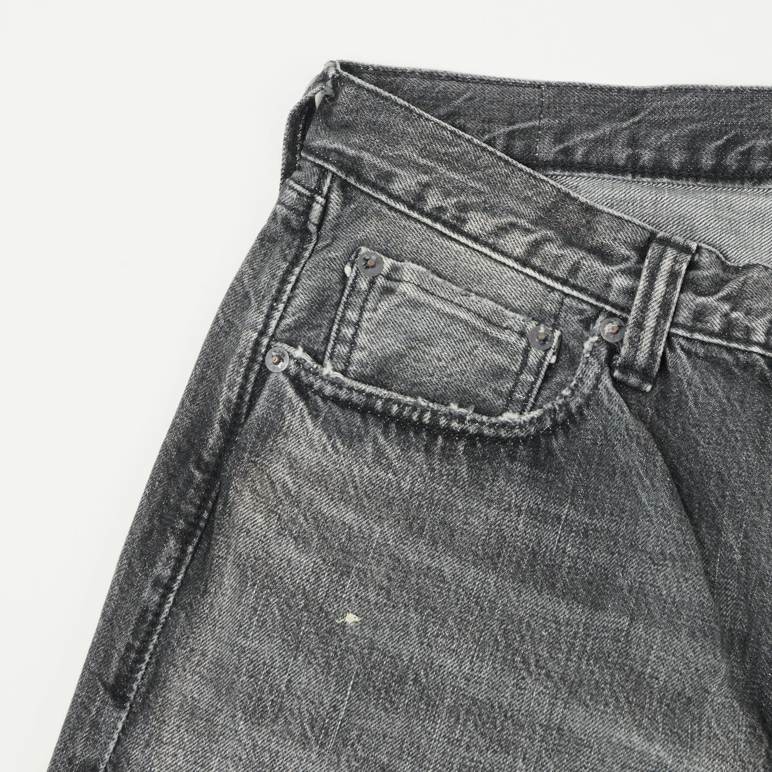 Full Count 1101 13.75oz Loose Straight Jean - Black 'Splatter Dartford' Wash Formal Fashion Lover Youth Style Student Outfit