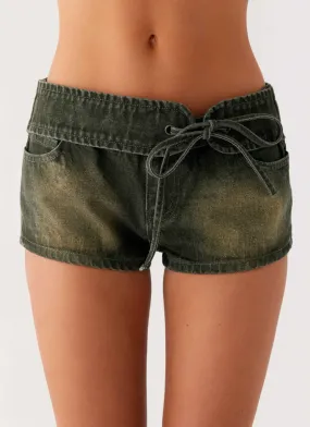 Quality Staple Vivia Denim Micro Shorts - Washed Khaki