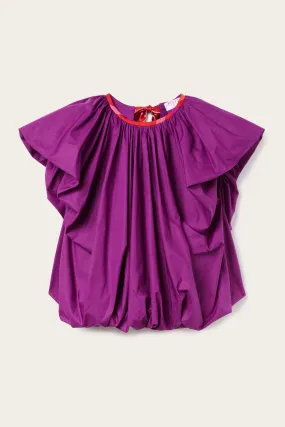 Organic Cotton Voluminous Top with Printed Neckline