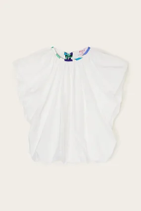 Smart Casual Animal Print Voluminous Top With Printed Neckline