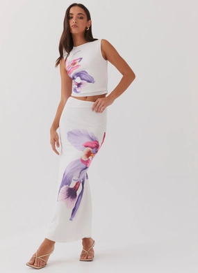 Waiting For Dawn Mesh Maxi Skirt - White Perfect Wear Office Smart