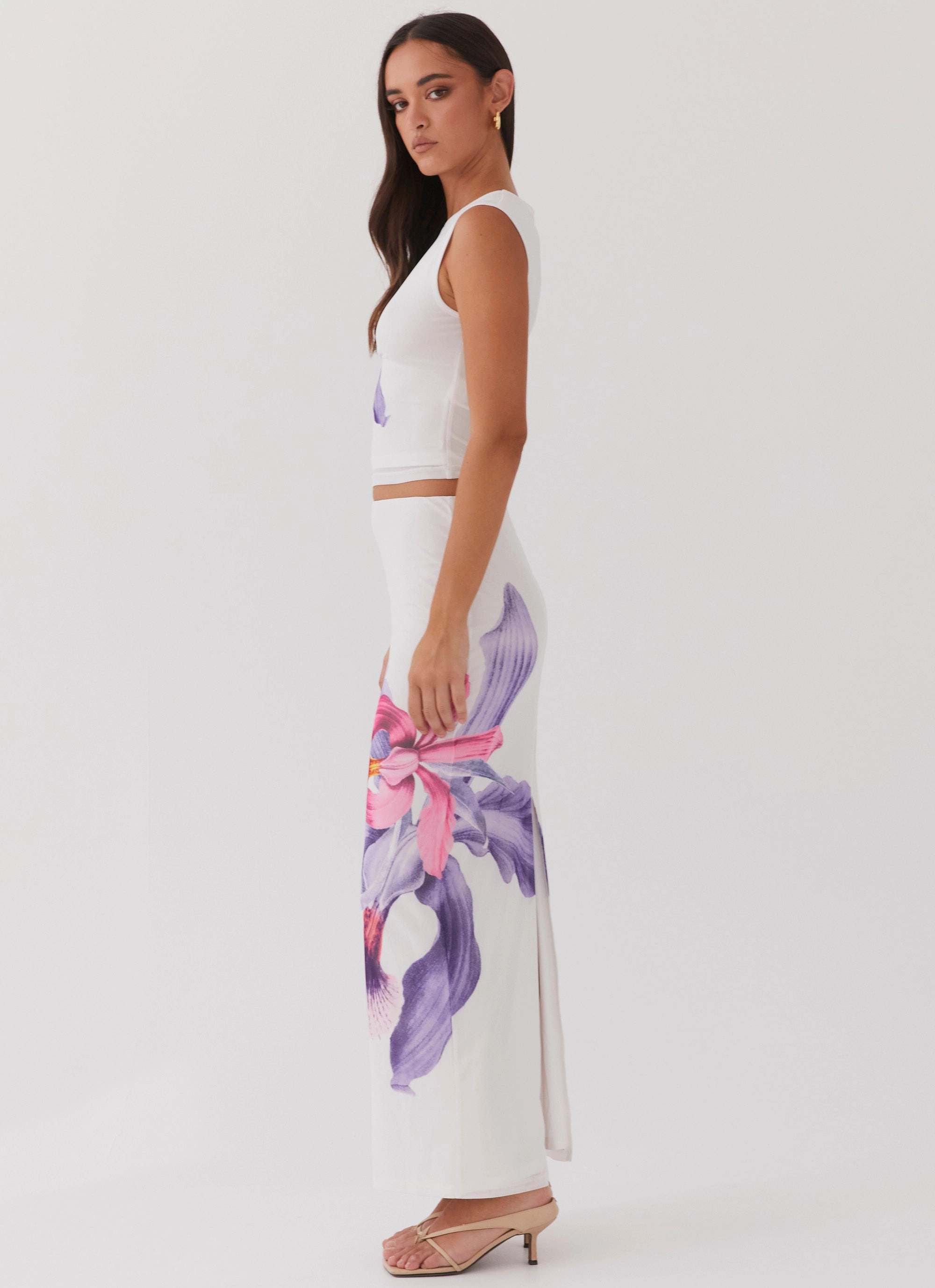 Waiting For Dawn Mesh Maxi Skirt - White Light Bow Breathable wear