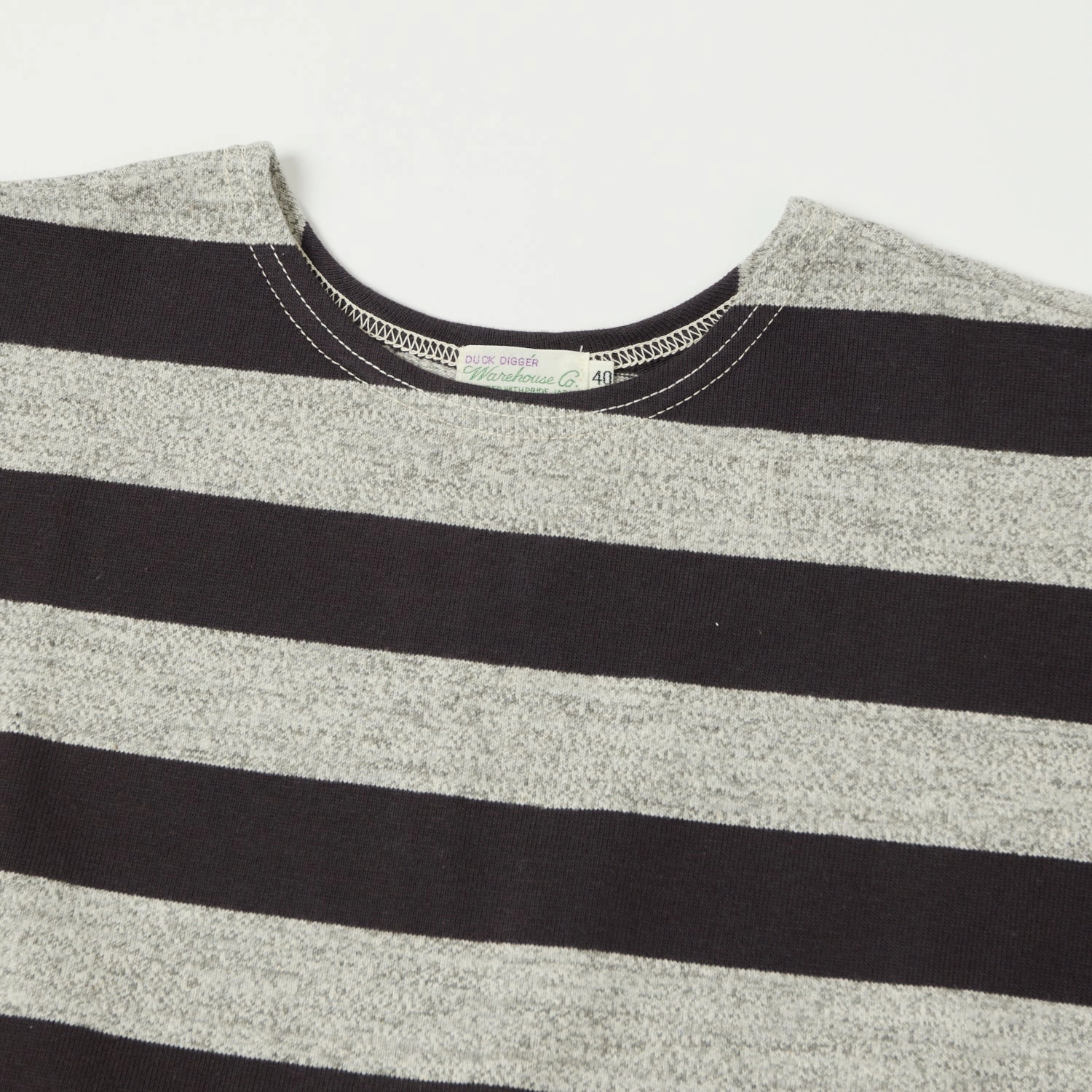 Outdoor Smart Elegant Detail Warehouse & Co 4050 Duck Digger Border Stripe T-Shirt - Black /Heather Grey
