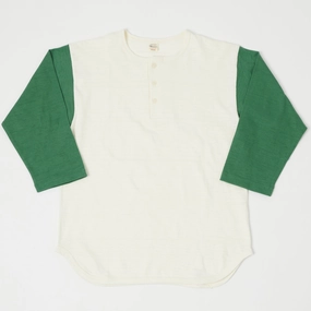 Everyday Comfort Warehouse & Co 4058 Baseball Henley - Cream/Light Green