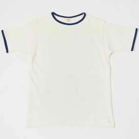 Warehouse & Co 4059 Ringer Shirt - Cream/Navy AntiPilling Treatment Vibrant Prints