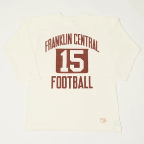 High Density Cotton Warehouse & Co 4063 'Franklin Central' 3/4 Sleeve Football T-Shirt - Off White