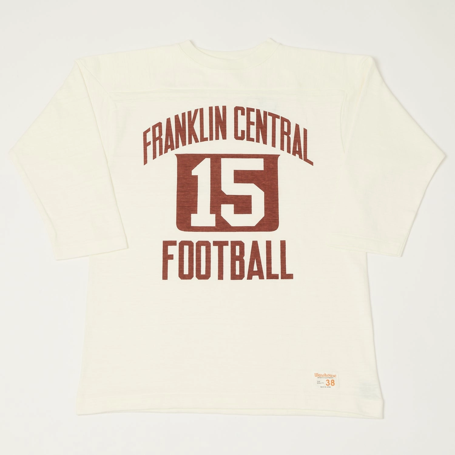 High Density Cotton Warehouse & Co 4063 'Franklin Central' 3/4 Sleeve Football T-Shirt - Off White