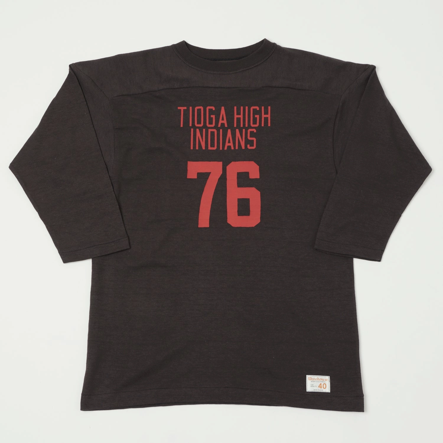 Warehouse & Co 4063 'Tioga High' 3/4 Sleeve Football T-Shirt - Black AdvancedMoistureManagement