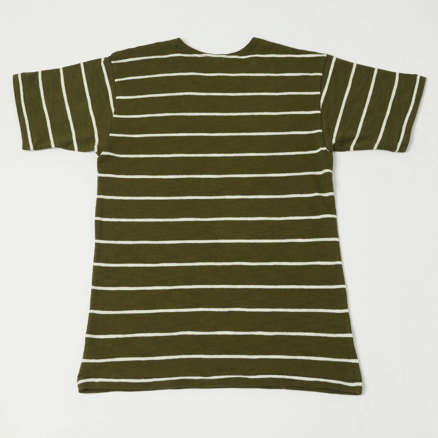 Warehouse & Co 4087 Duck Digger Stripe T-Shirt - Green/Off White Elegant Detail