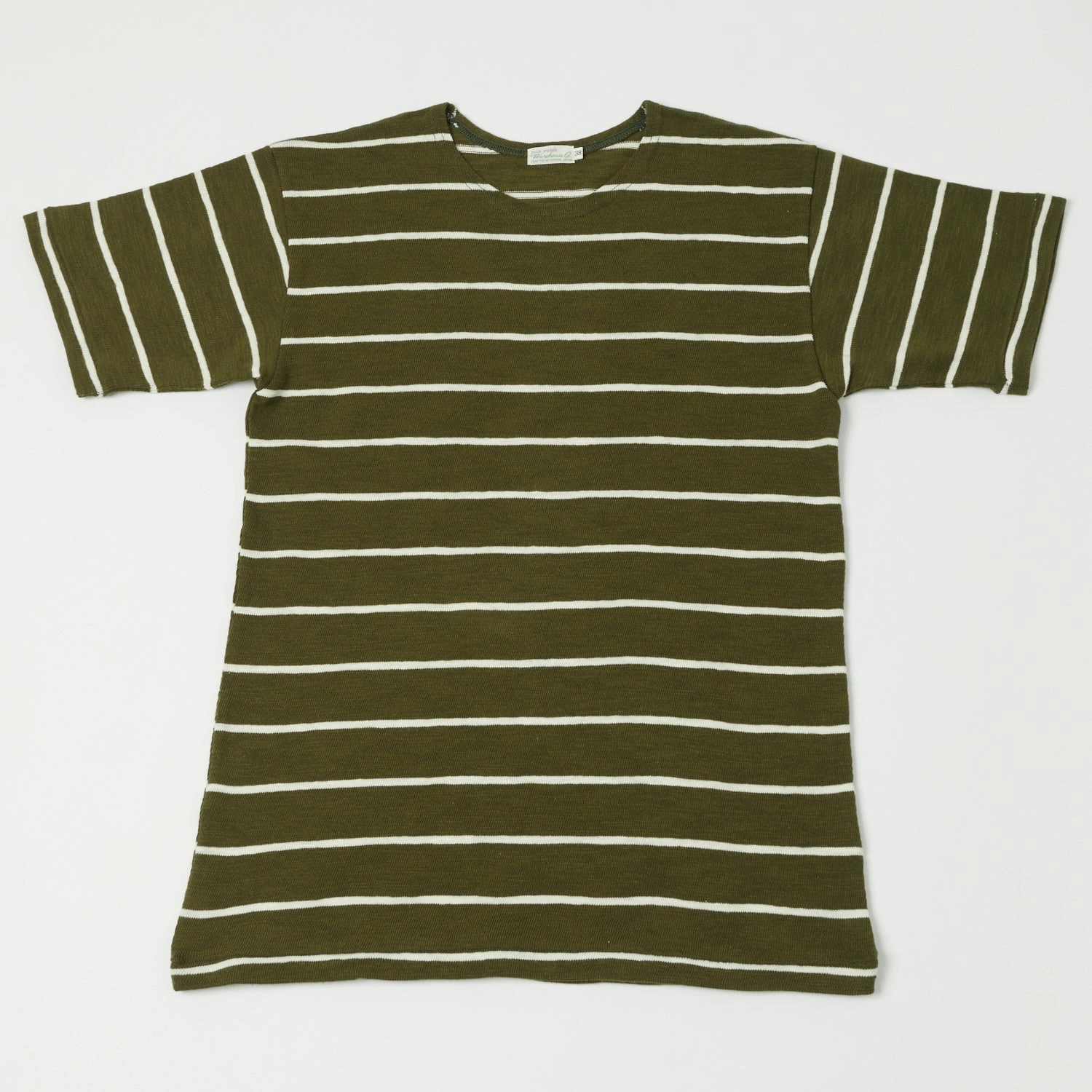 Classic timelessness Warehouse & Co 4087 Duck Digger Stripe T-Shirt - Green/Off White