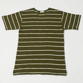 Vintage Look Warehouse & Co 4087 Duck Digger Stripe T-Shirt - Green/Off White