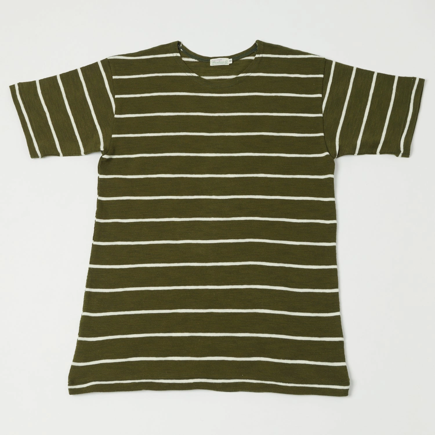 Vintage Look Warehouse & Co 4087 Duck Digger Stripe T-Shirt - Green/Off White