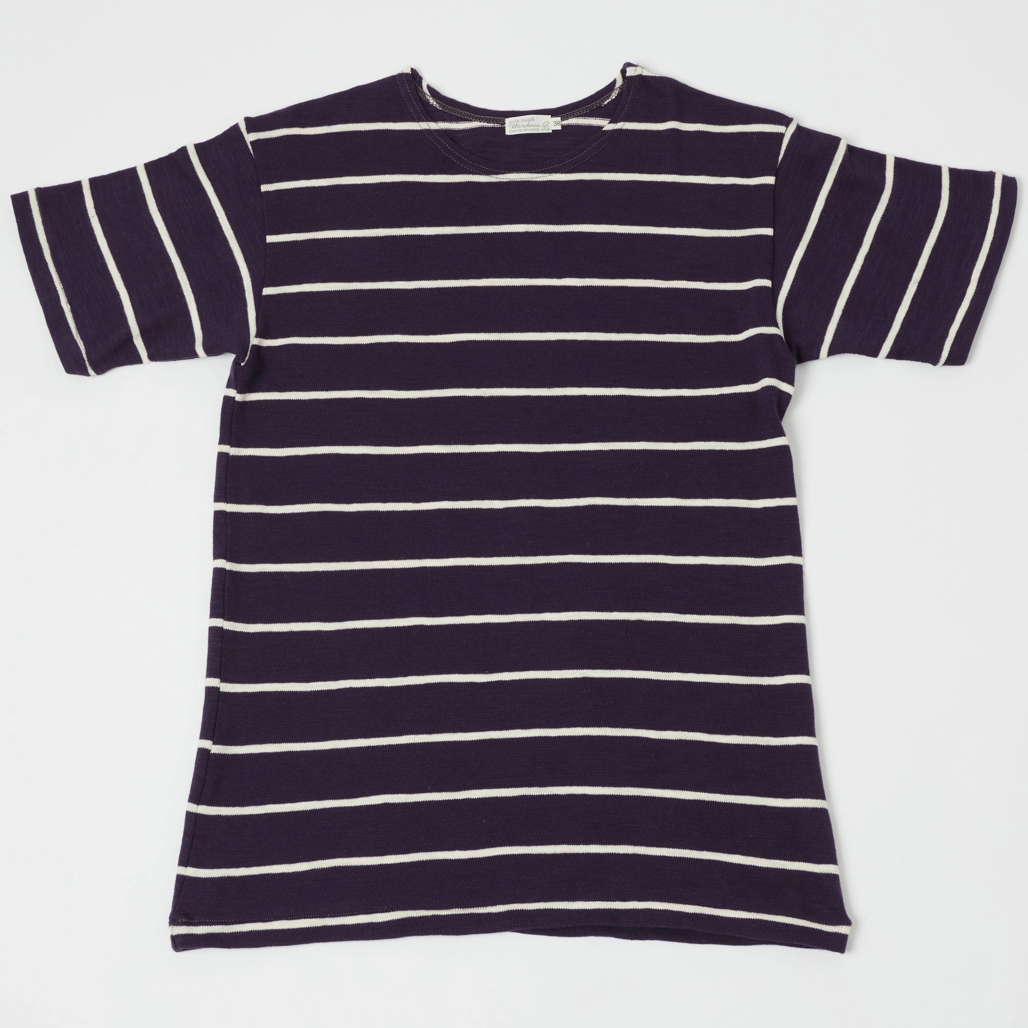 Warehouse & Co 4087 Duck Digger Stripe T-Shirt - Navy/Off White Gym clothing Sleek Layer