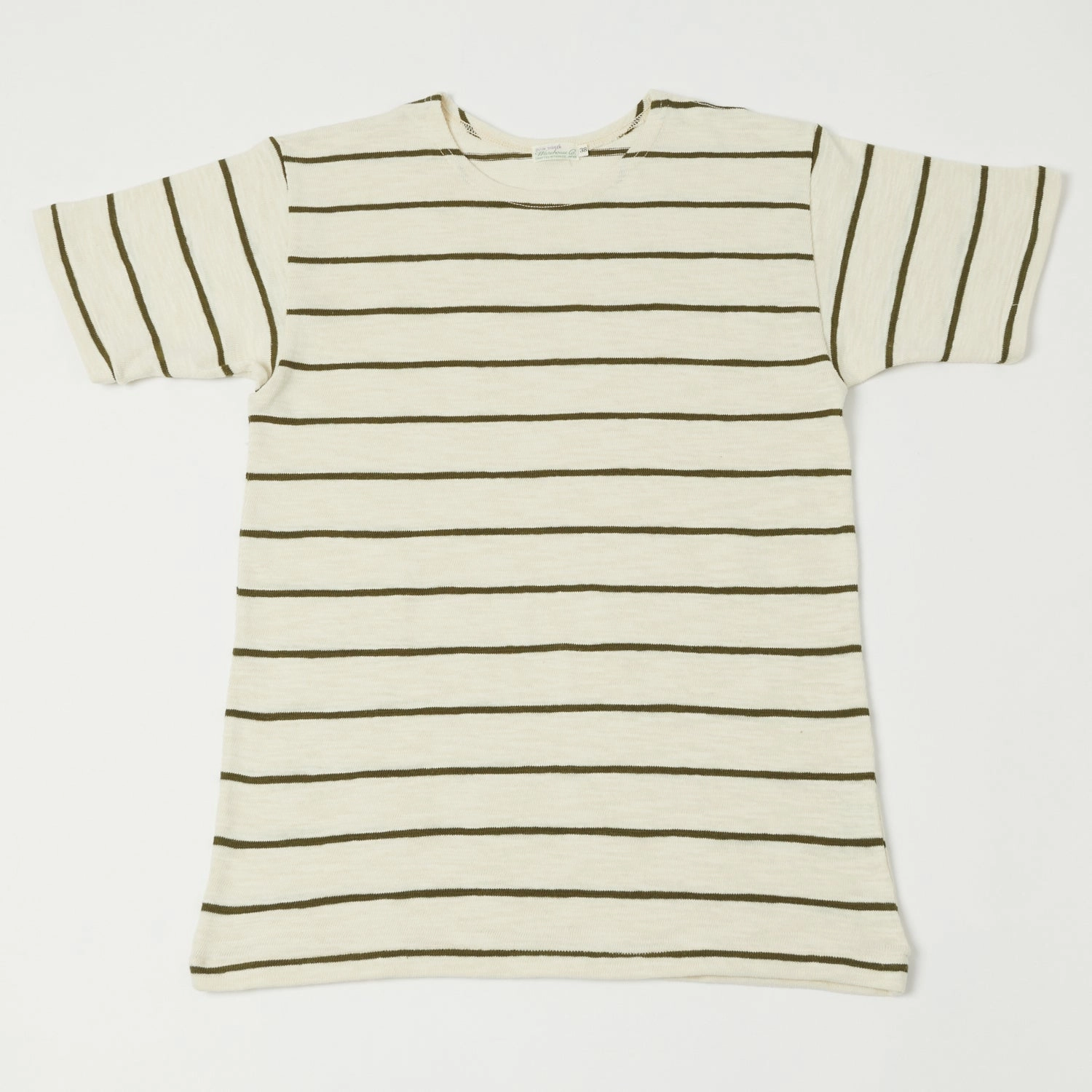 Relaxed Torso Fit Light and Comfortable Warehouse & Co 4087 Duck Digger Stripe T-Shirt - Off White/Green