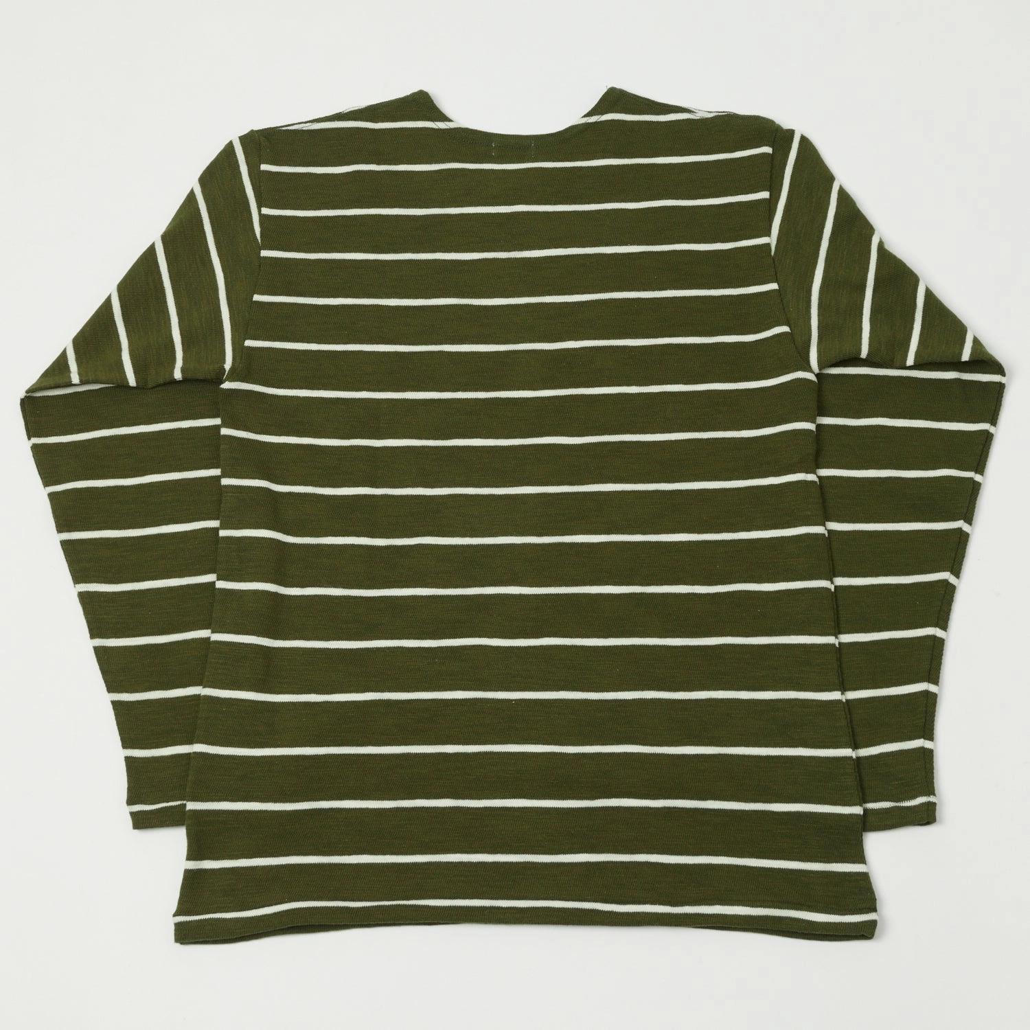 Warehouse & Co 4088 Duck Digger Long Sleeve Stripe T-Shirt - Green/Off White Urban Look