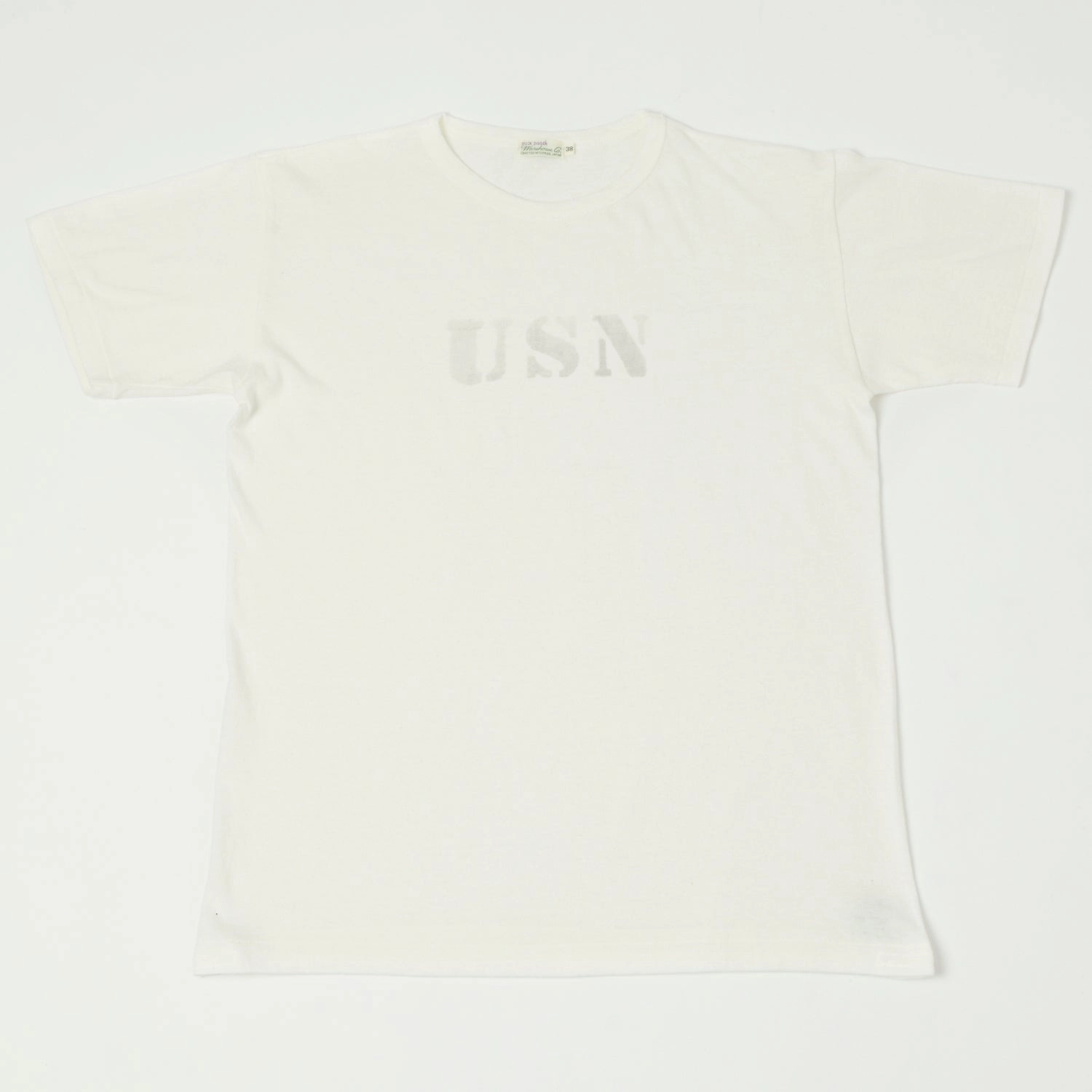NoSideSeams Comfy Vibe Warehouse & Co 4091 Duck Digger 'USN' Skivvy T-Shirt - Off White