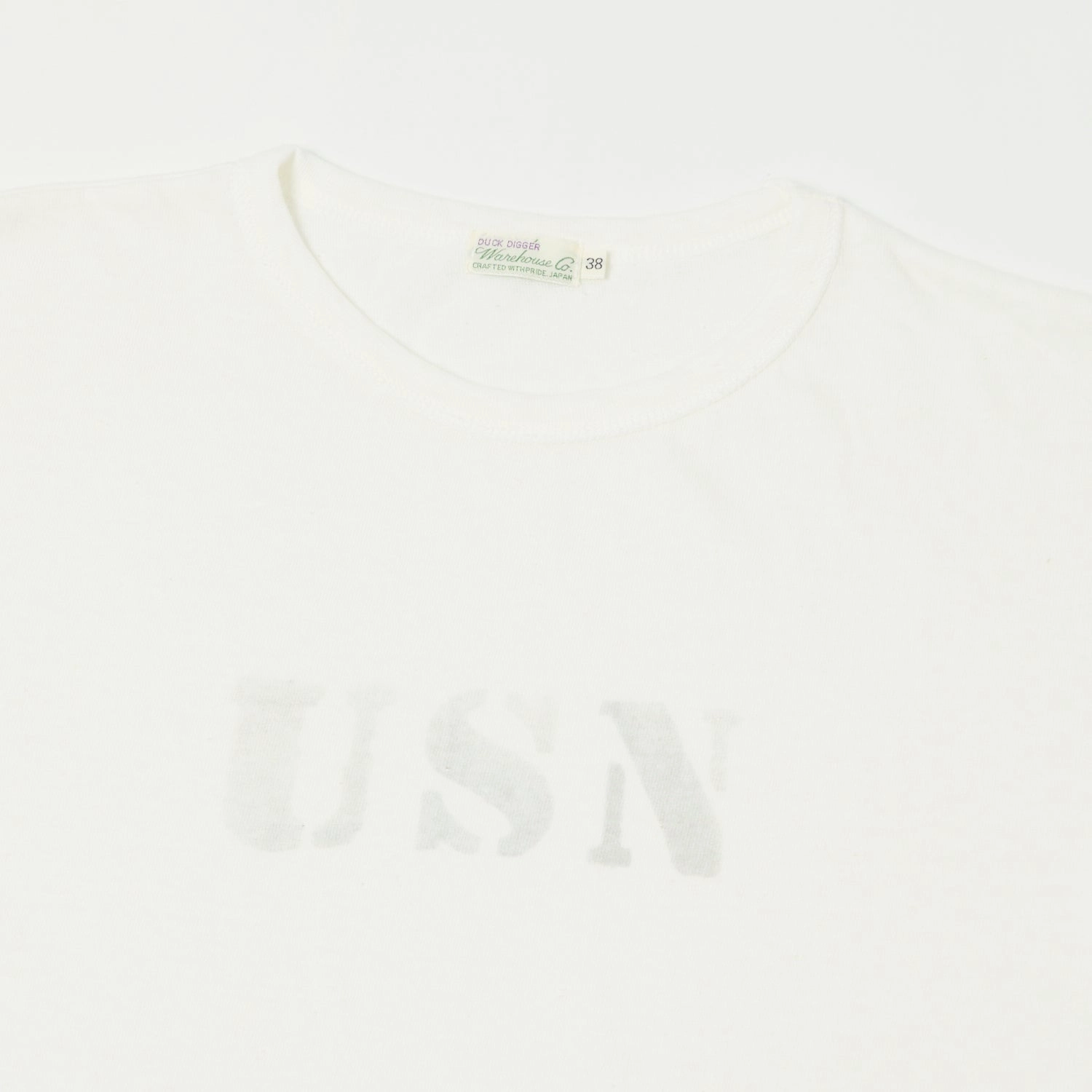 Warehouse & Co 4091 Duck Digger 'USN' Skivvy T-Shirt - Off White Moisture Management