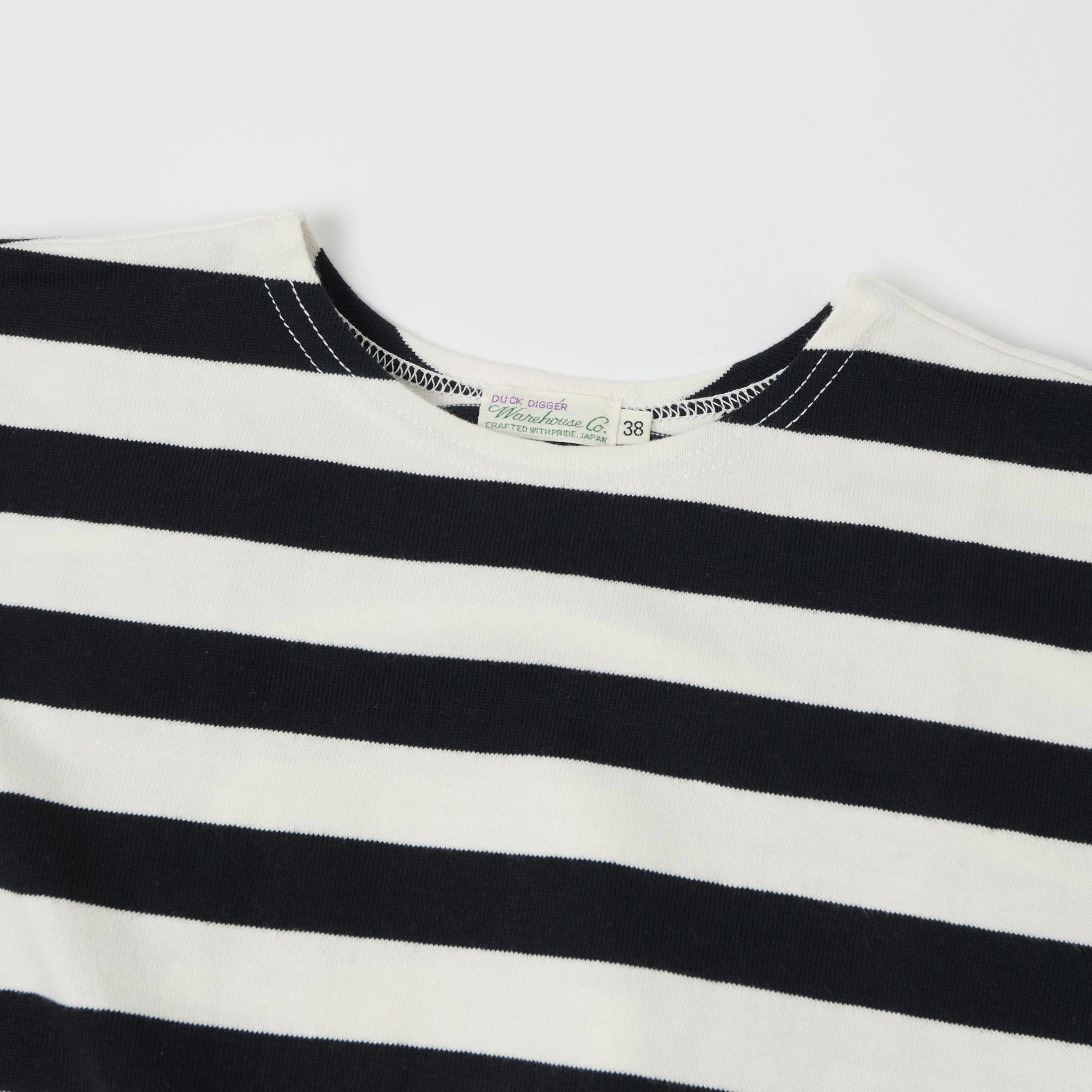 Warehouse & Co 4094 Duck Digger Stripe T-Shirt - Off White/Black Slim Fit Cut