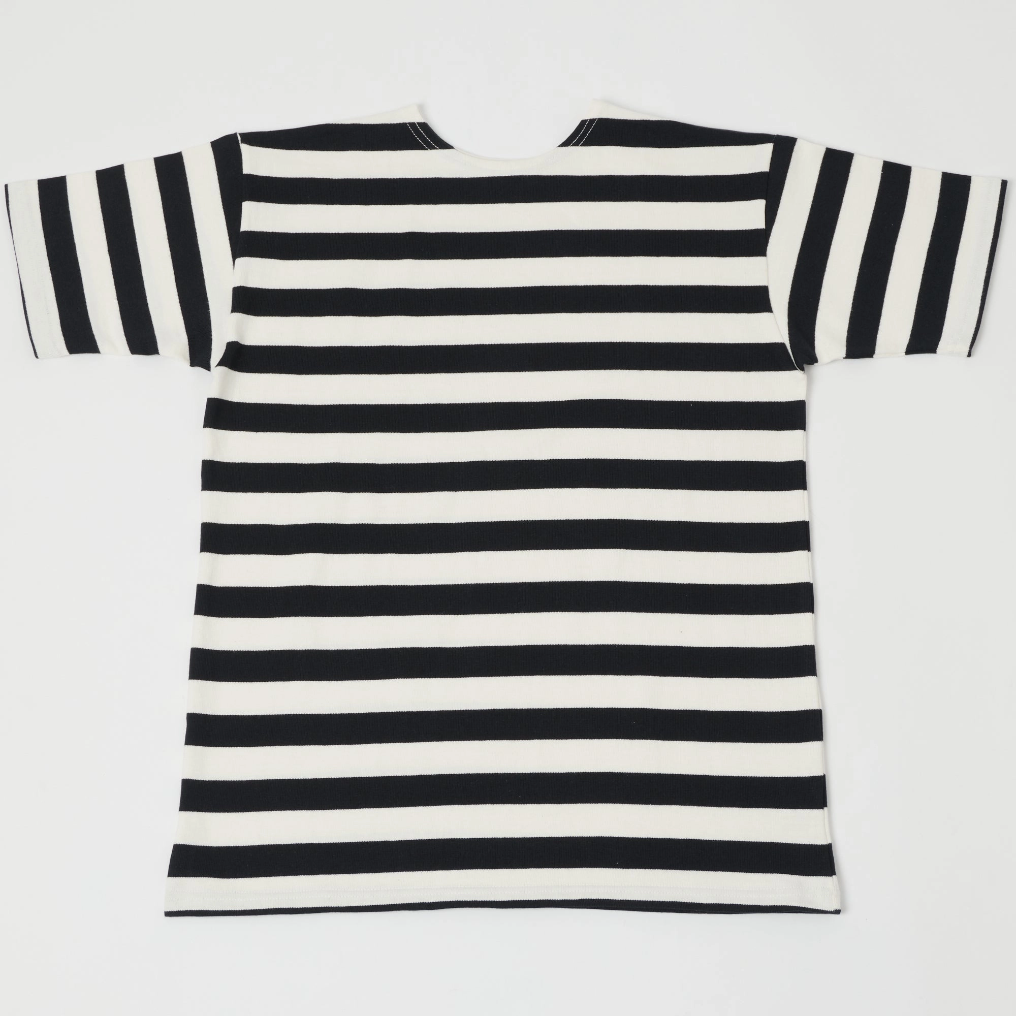 Warehouse & Co 4094 Duck Digger Stripe T-Shirt - Off White/Black Wide Neck Opening