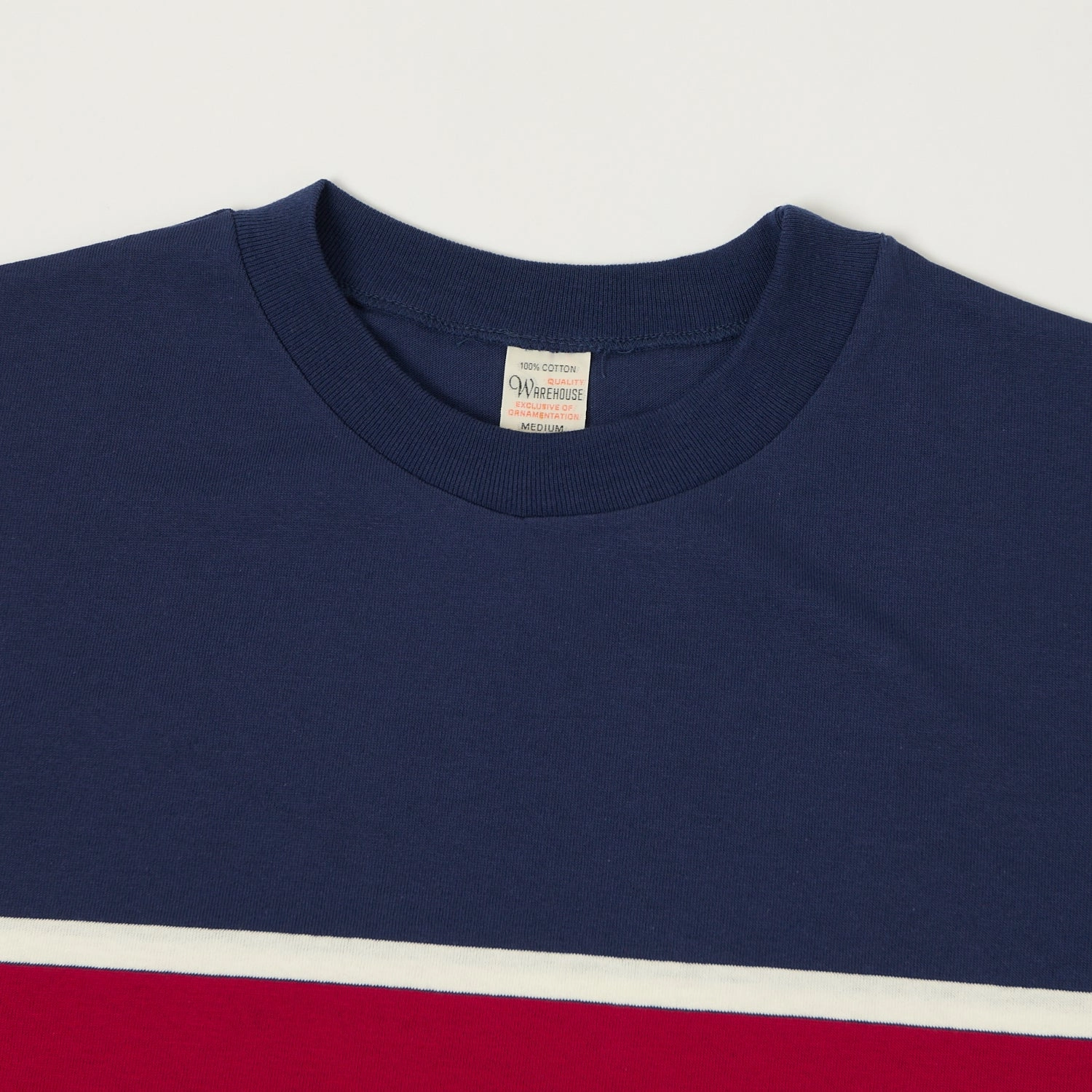 Summer cool Warehouse & Co 4107 Panel Border T-Shirt - Navy/Off White/Red