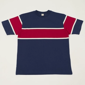 Easy-Going Style Warehouse & Co 4107 Panel Border T-Shirt - Navy/Off White/Red