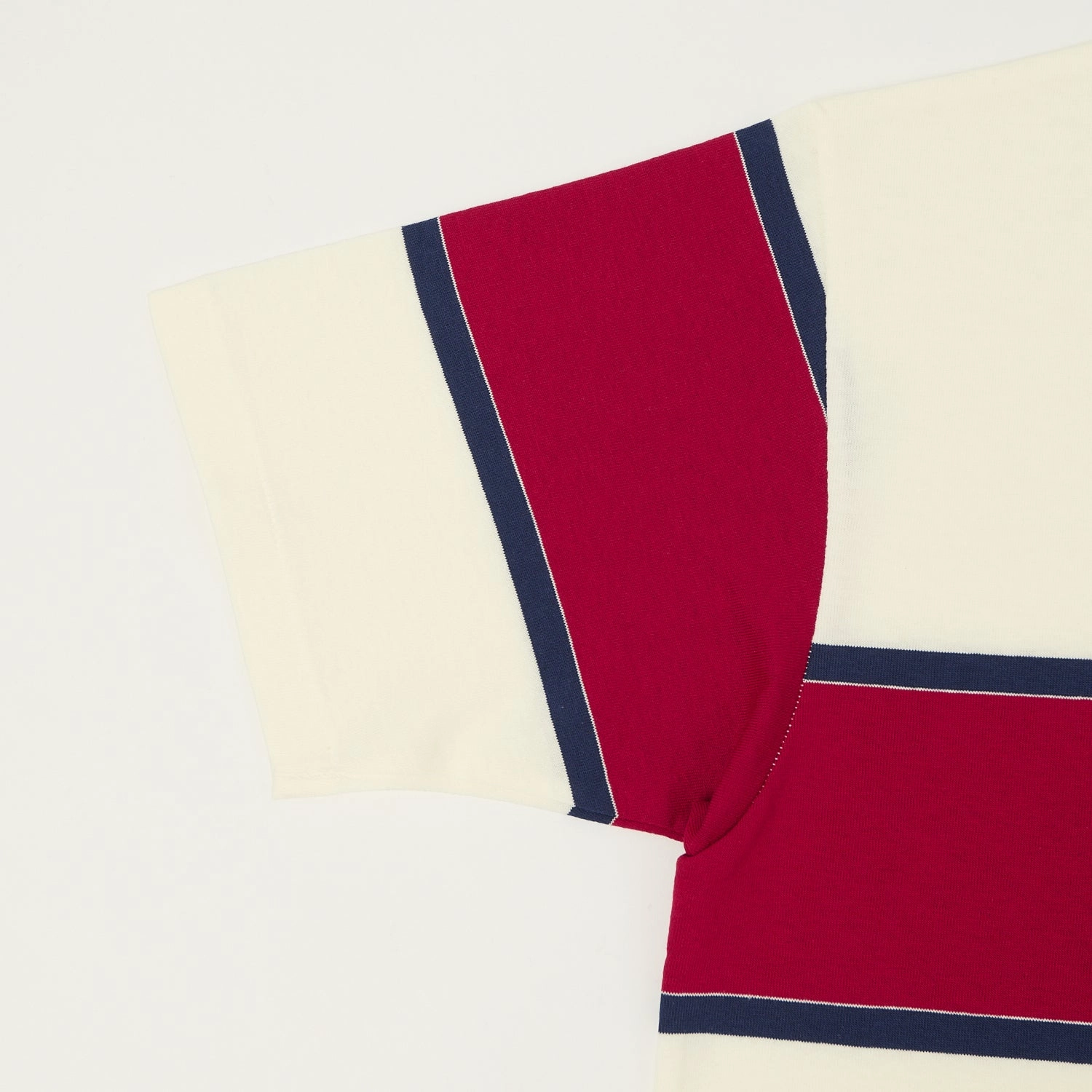 Warehouse & Co 4107 Panel Border T-Shirt - Off White/Navy/Red Oversized Silhouette hypoallergenic material