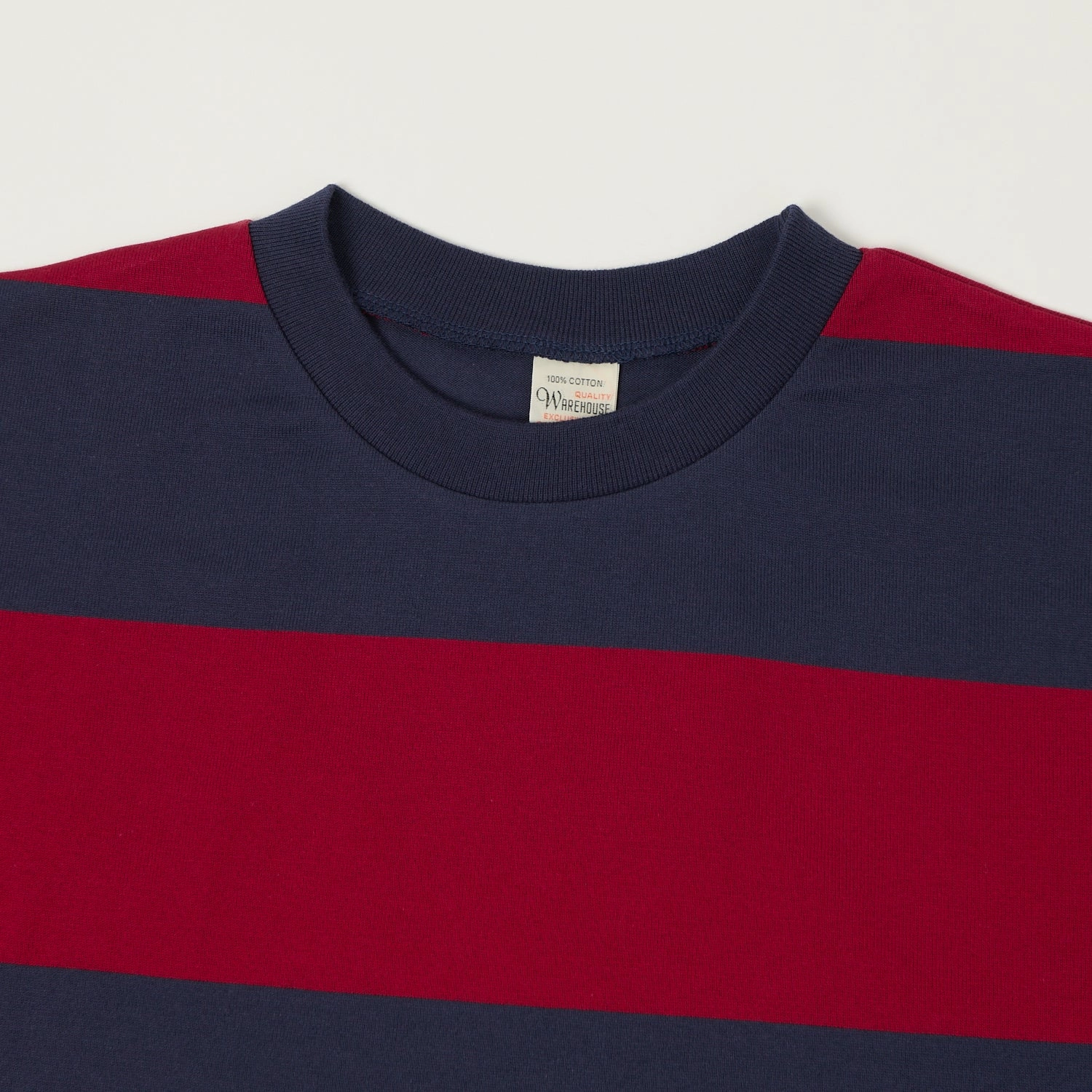 Warehouse & Co 4108 Border T-Shirt - Navy/Bordeaux Soft Layering