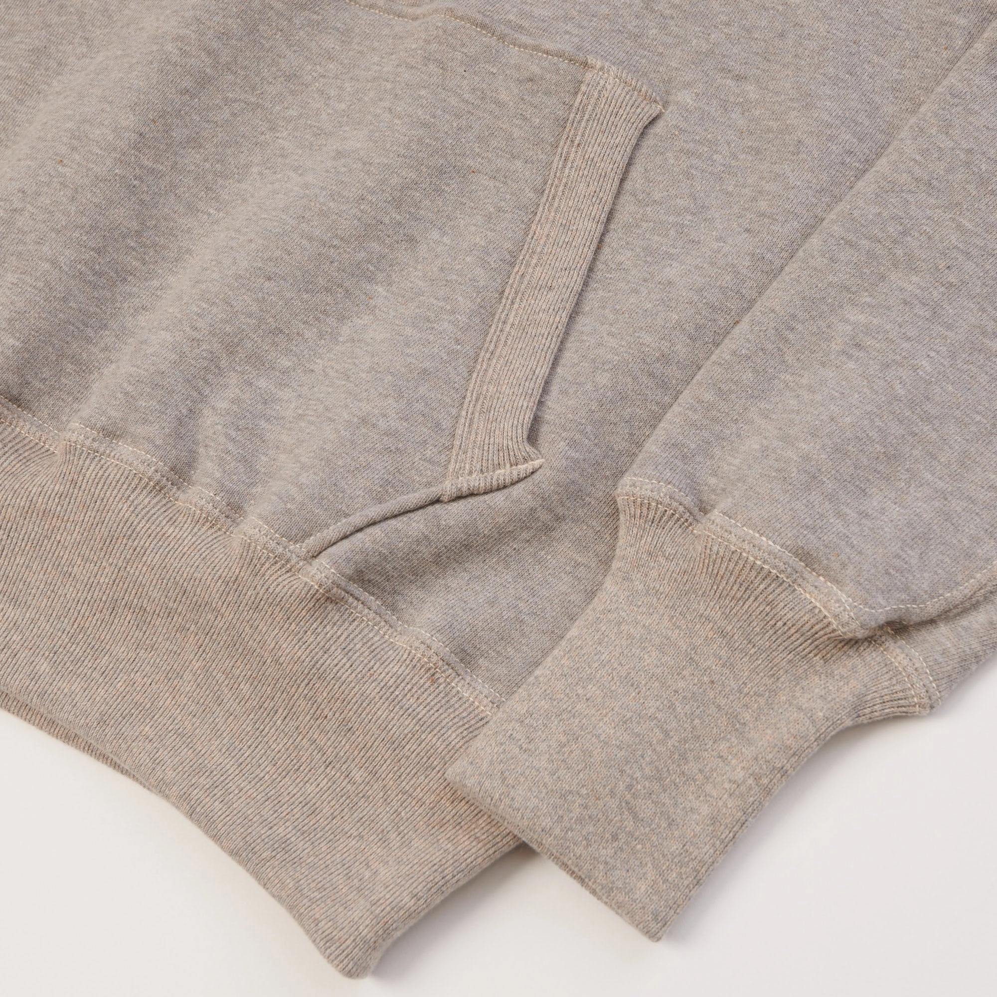 Warehouse & Co 450 Two Needle Hooded Sweatshirt - Heather Grey Travel Active