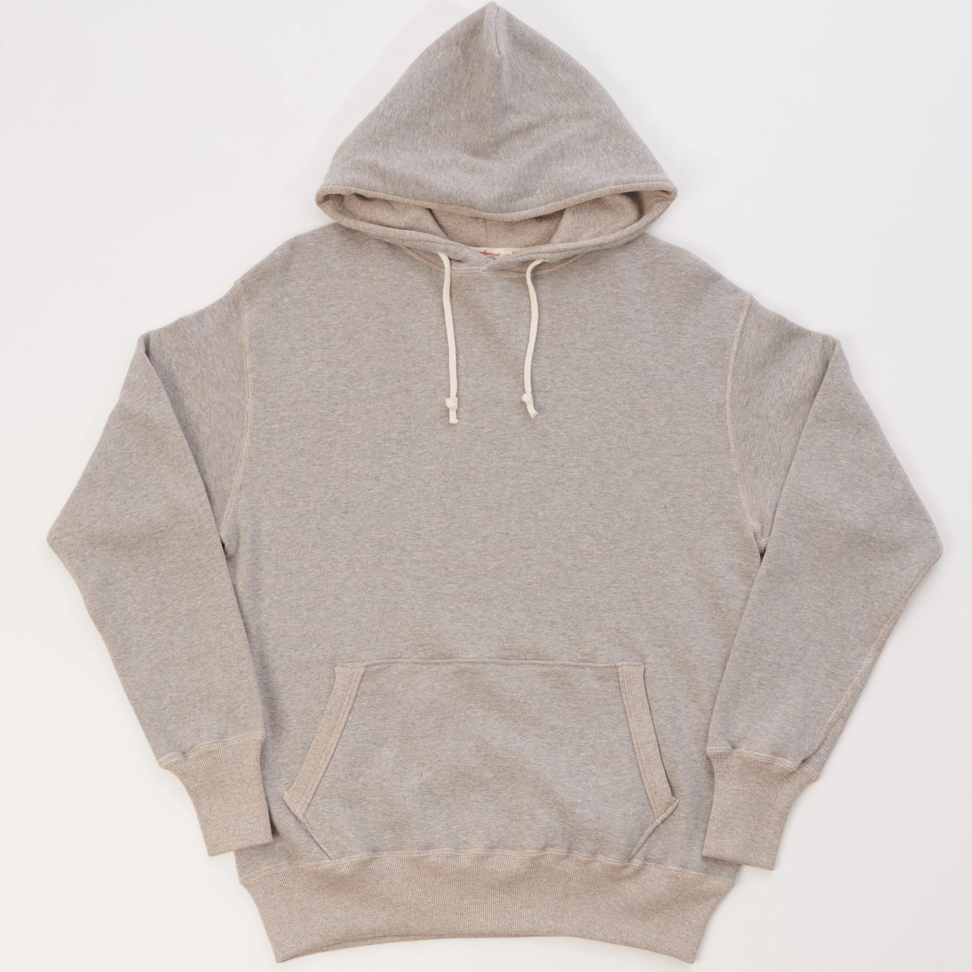 Warehouse & Co 450 Two Needle Hooded Sweatshirt - Heather Grey Essential Minimal Daily Sporty