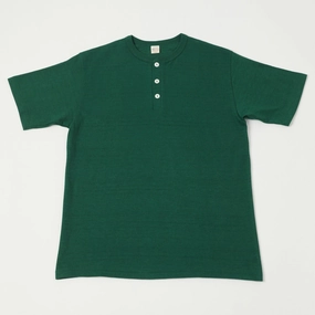 Warehouse & Co 4601 Henley T-Shirt - Dark Green Timeless Layer Crew Neck Design
